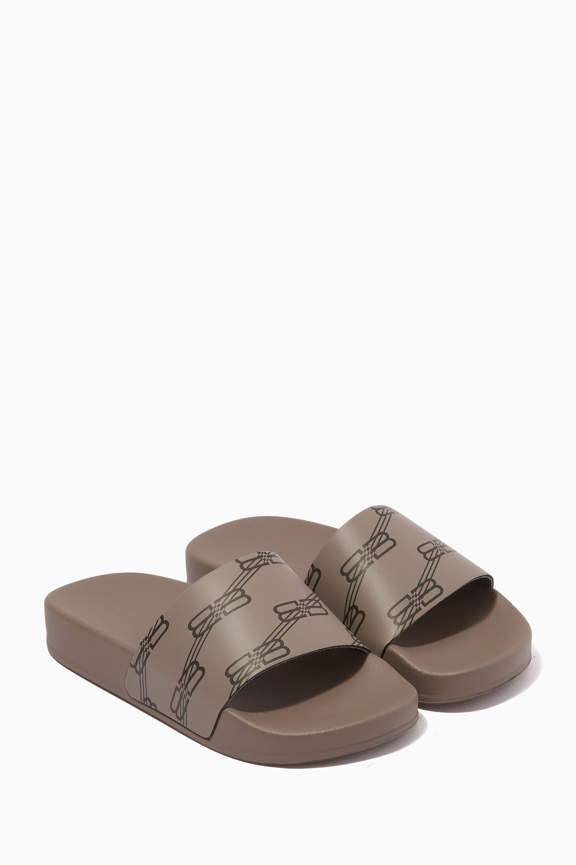 Buy Balenciaga Grey Logo Slides in Rubber For UNISEX Online