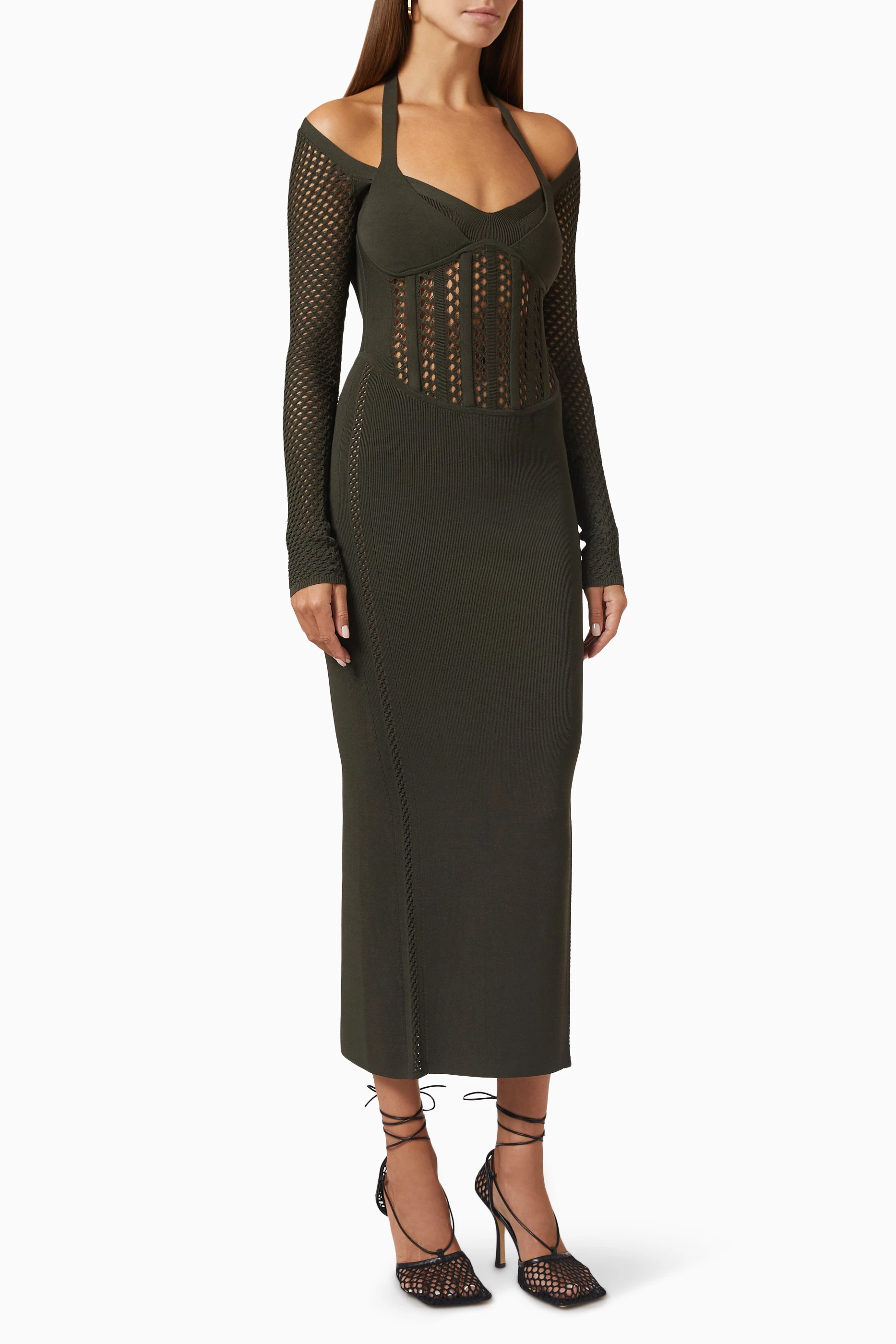 Buy Dion Lee Green Column Corset Midi Dress in Viscose Jersey For Women Online Ounass Saudi