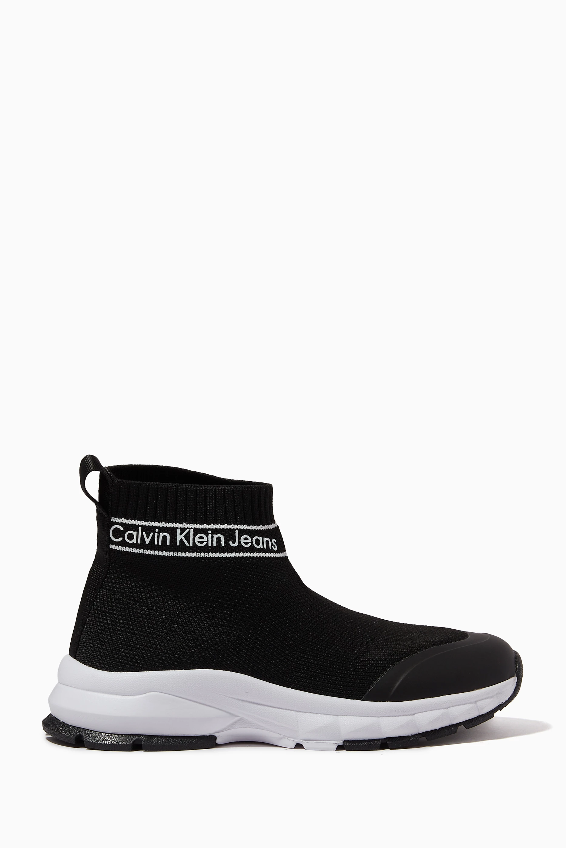 Buy Calvin Klein Black Sock High top Sneakers in Stretch Fabric For Boys Online Ounass Saudi