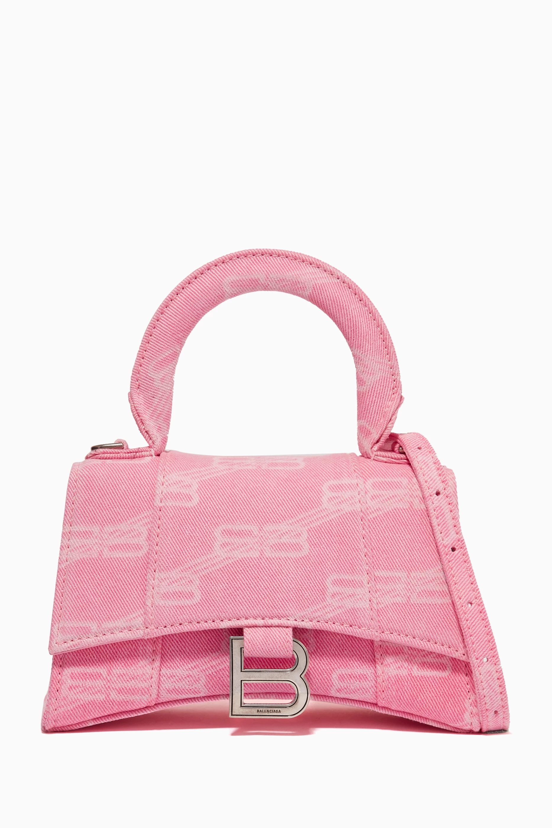 Buy Balenciaga Pink Hourglass XS Top Handle Bag in BB Monogram