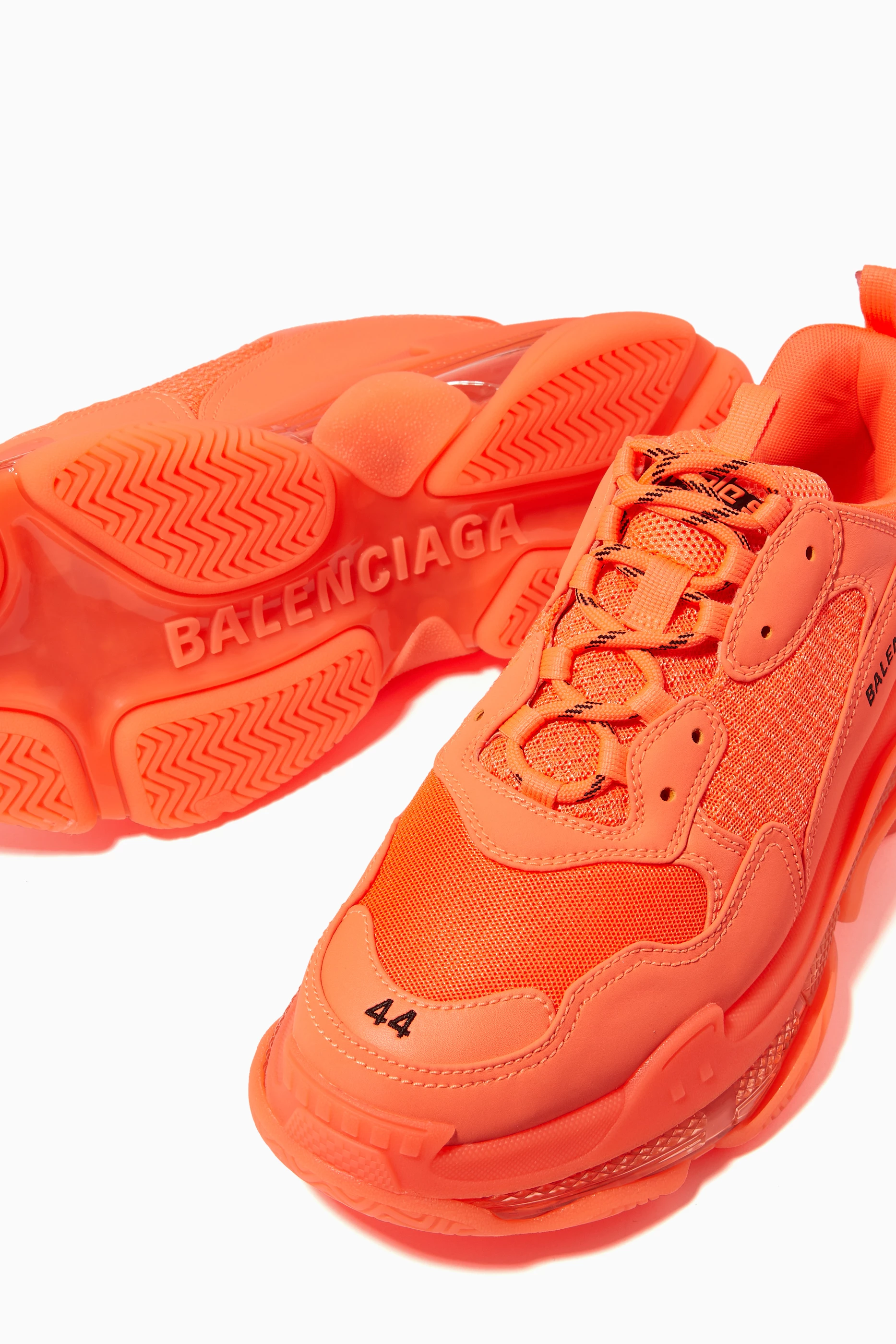 Buy Balenciaga Orange Triple S Clear Sole Sneaker in Double Foam Mesh For Men Online Ounass Saudi