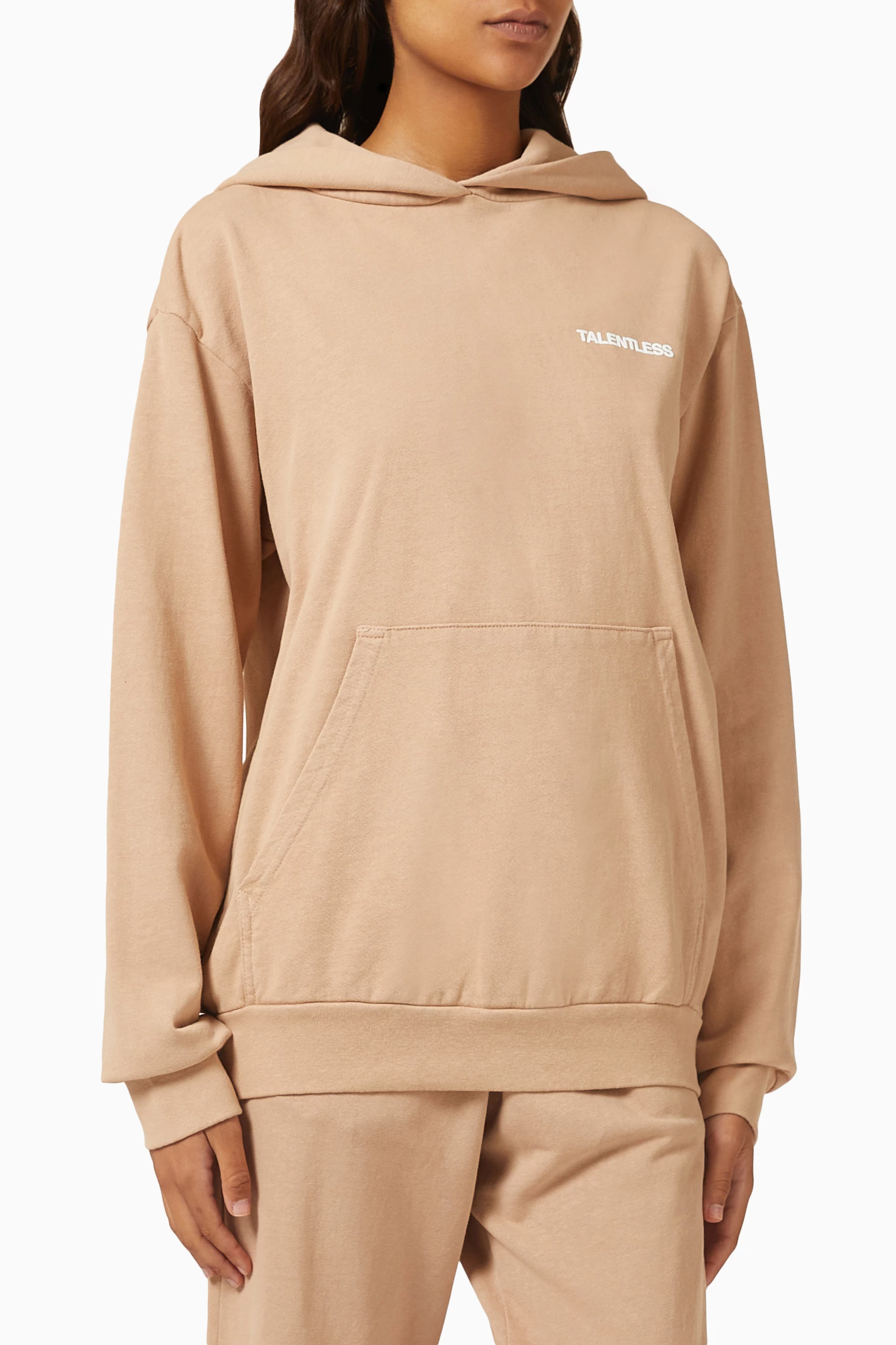 Buy Talentless Brown Lightweight Hoodie in Cotton Fleece For Women Online Ounass Saudi