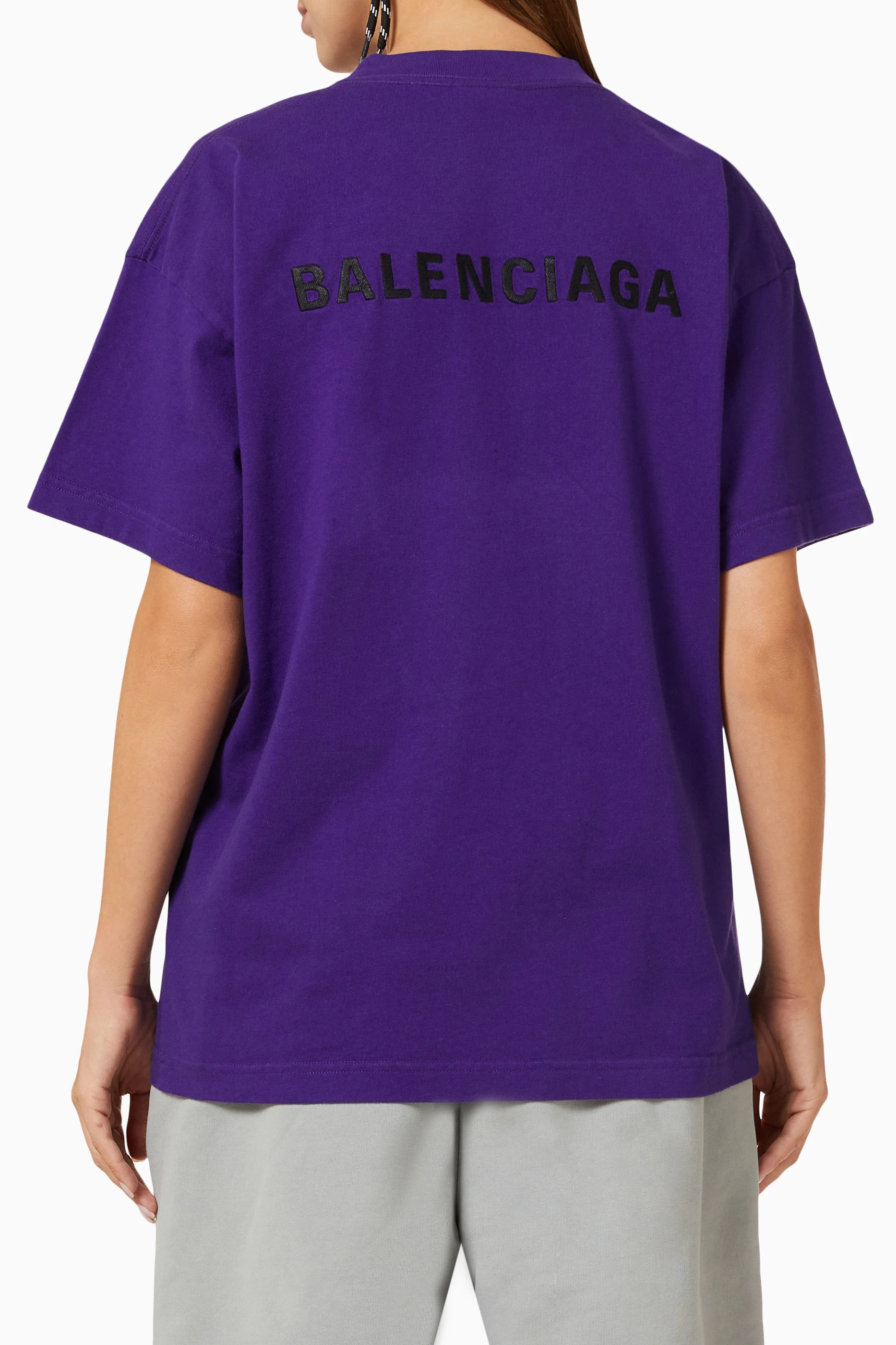 国内発送☆BALENCIAGA☆Medium Fit T-Shirt/PURPLE ロゴ Buy Balenciaga Medium Fit T-Shirt 'Deep Purple/Black