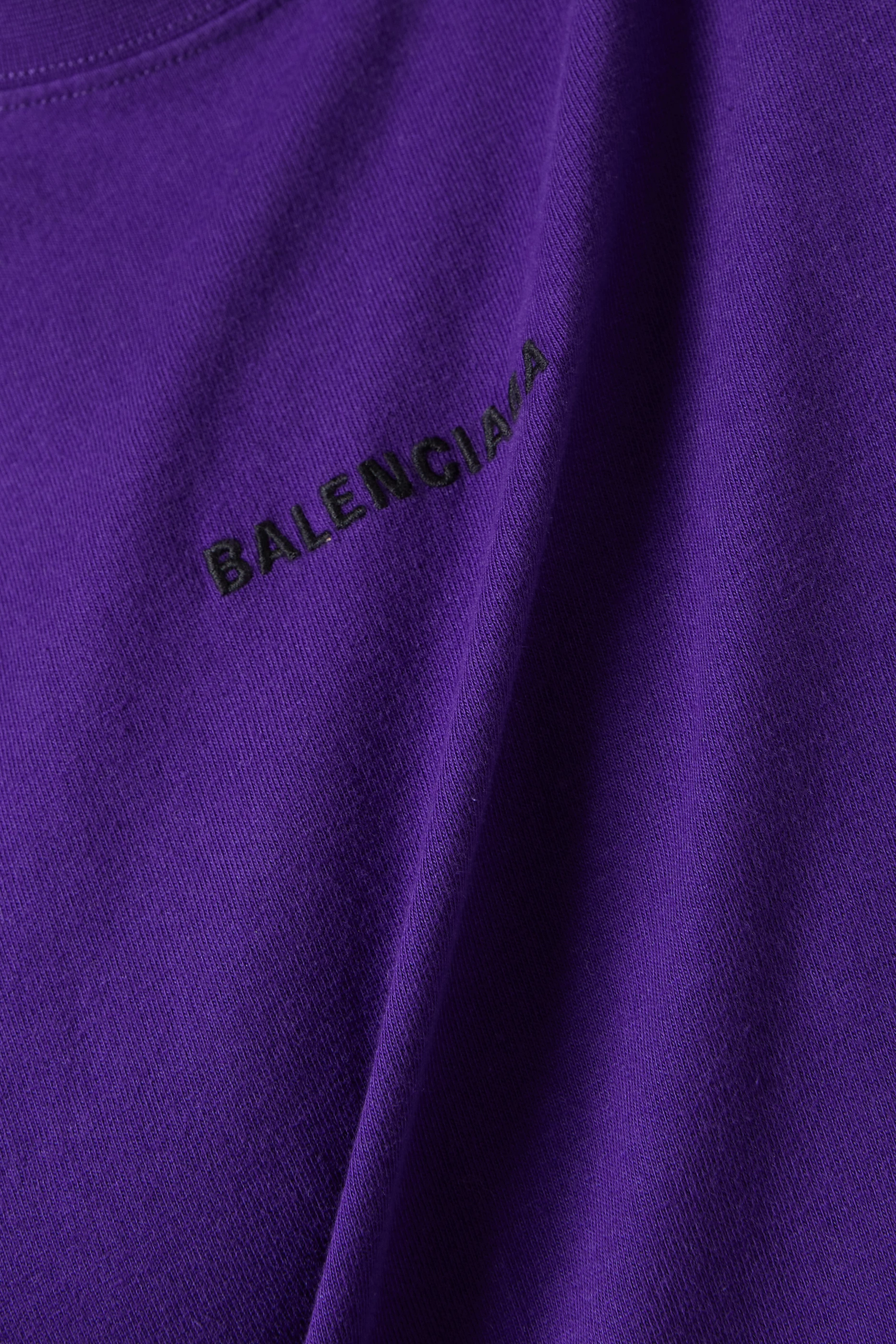 Buy Balenciaga Purple Logo Medium-fit T-shirt in Jersey For
