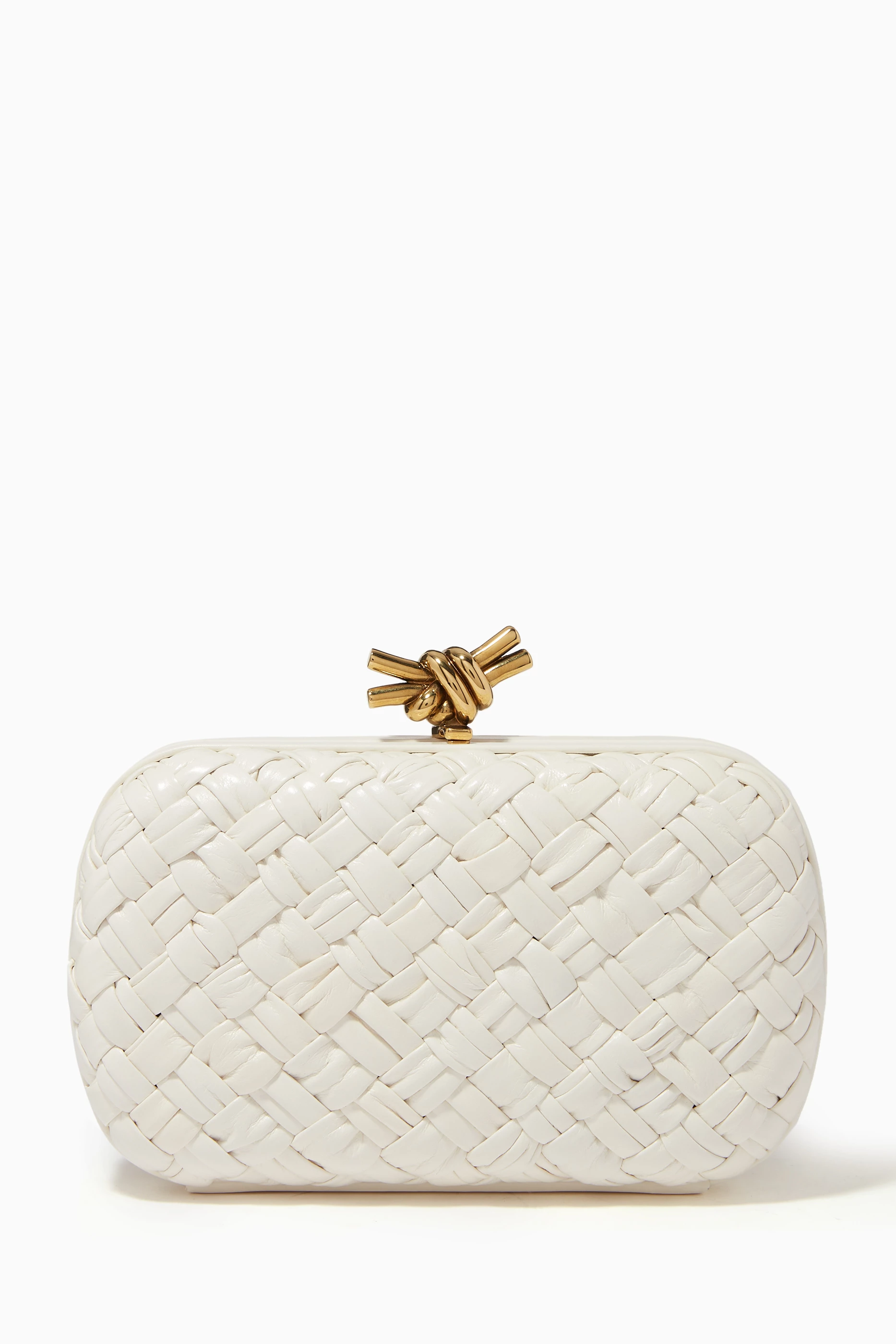 Buy Bottega Veneta White Knot Minaudiere Clutch in Calfskin For UNISEX Online Ounass Saudi