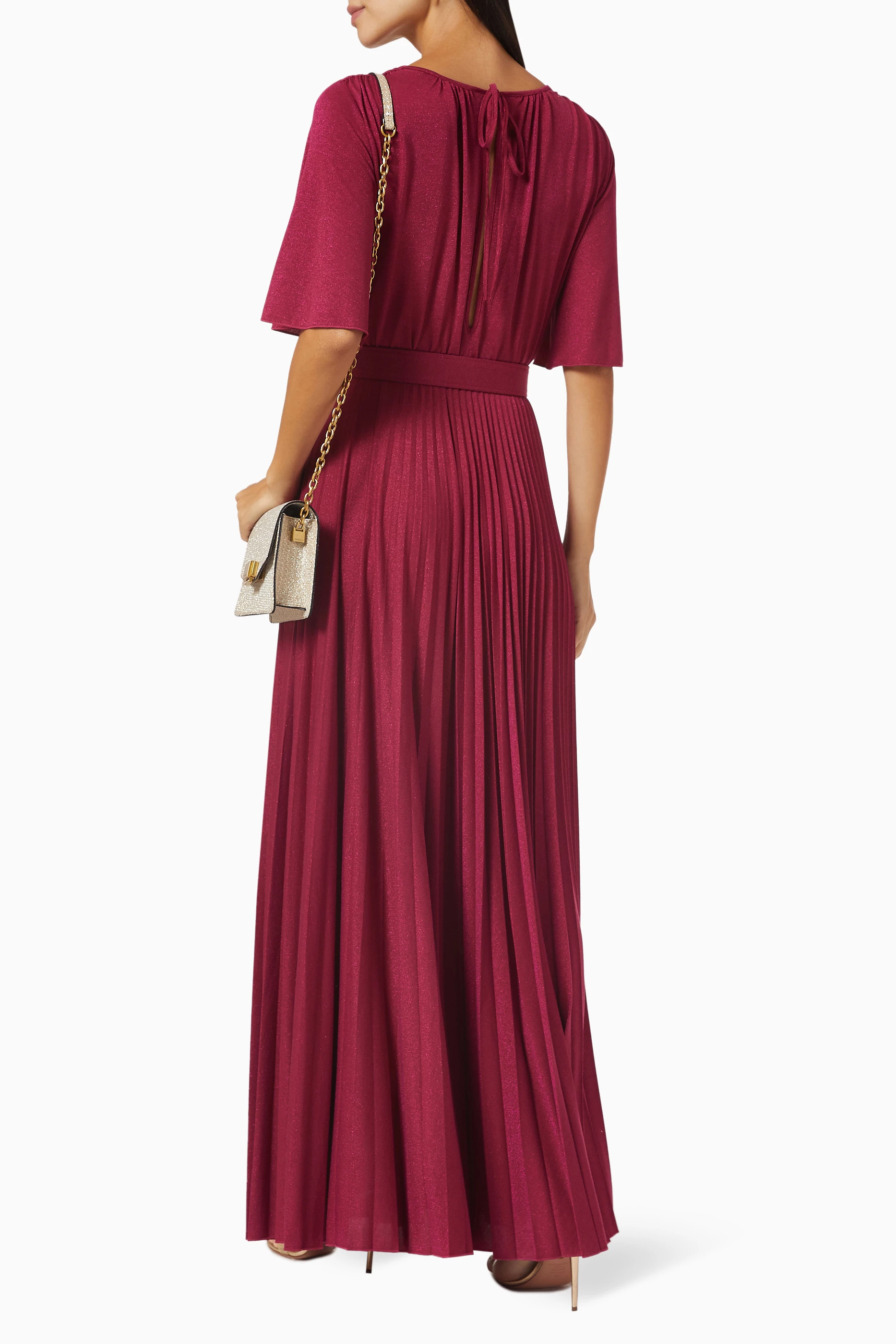 Buy Marella Burgundy Dire Pleated Maxi Dress in Lurex-jersey For Women  Online | Ounass Saudi