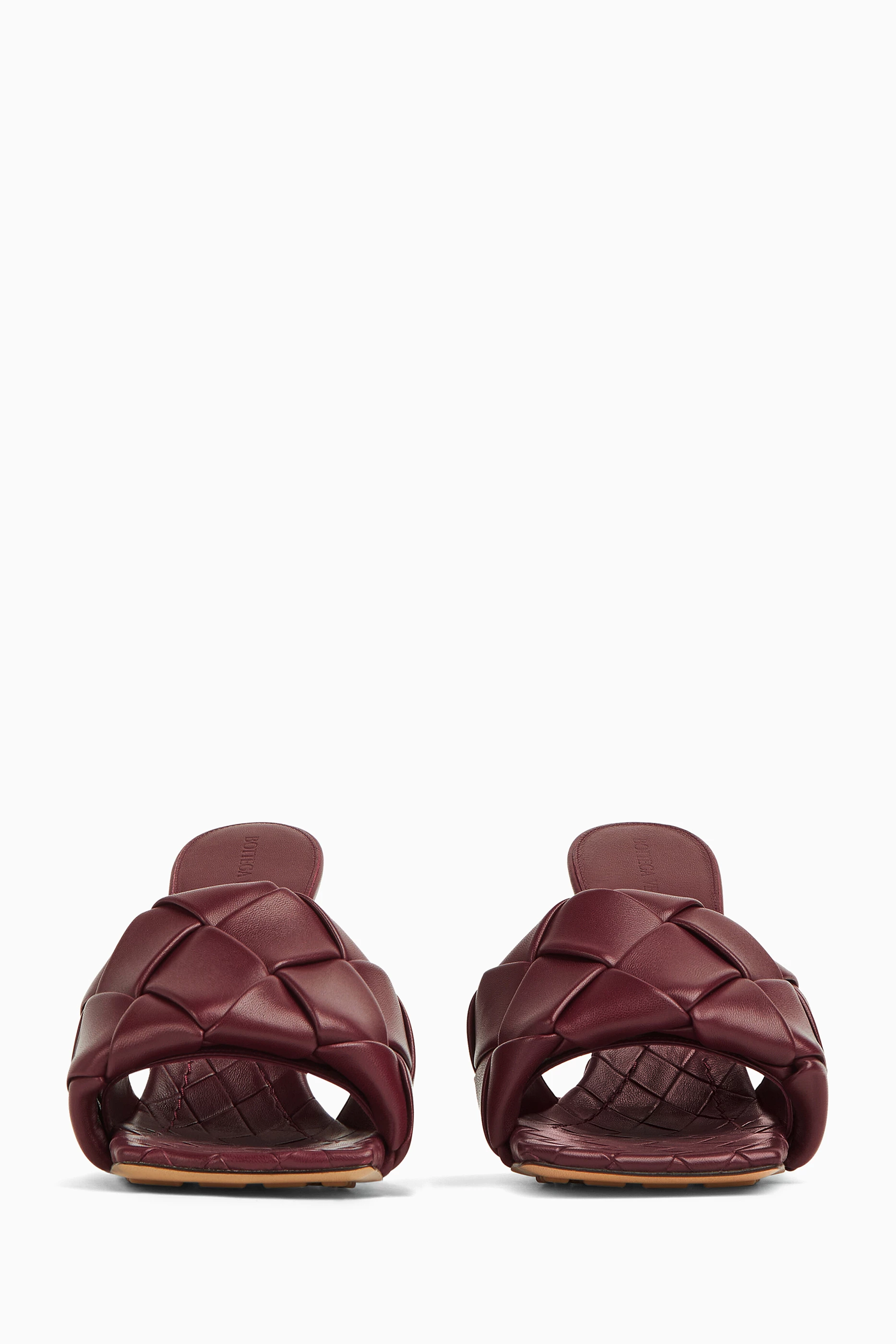 Buy Bottega Veneta Burgundy Lido 90 Mule Sandals in Intrecciato