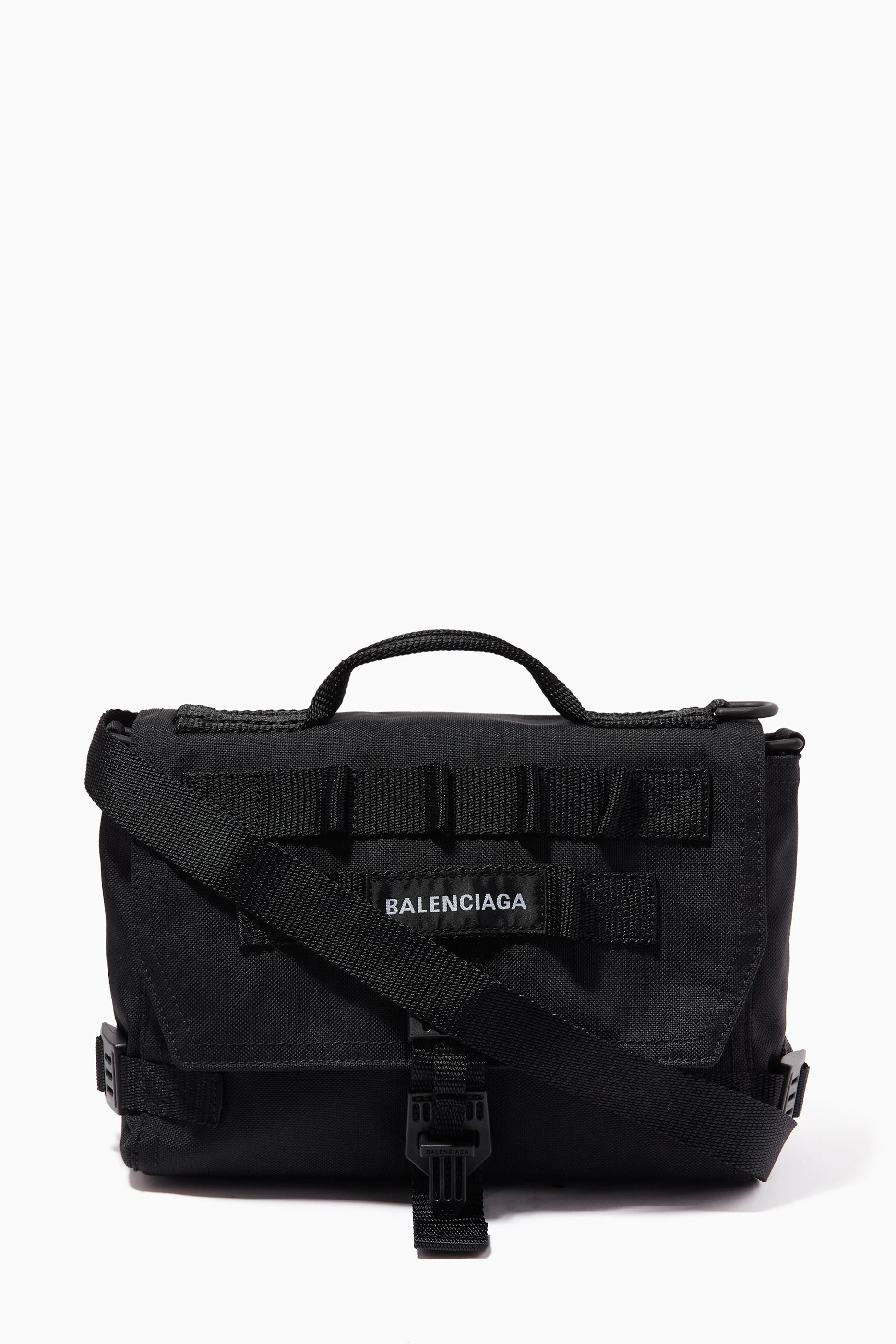 Buy Balenciaga Black Army Messenger Bag in Recycled Nylon