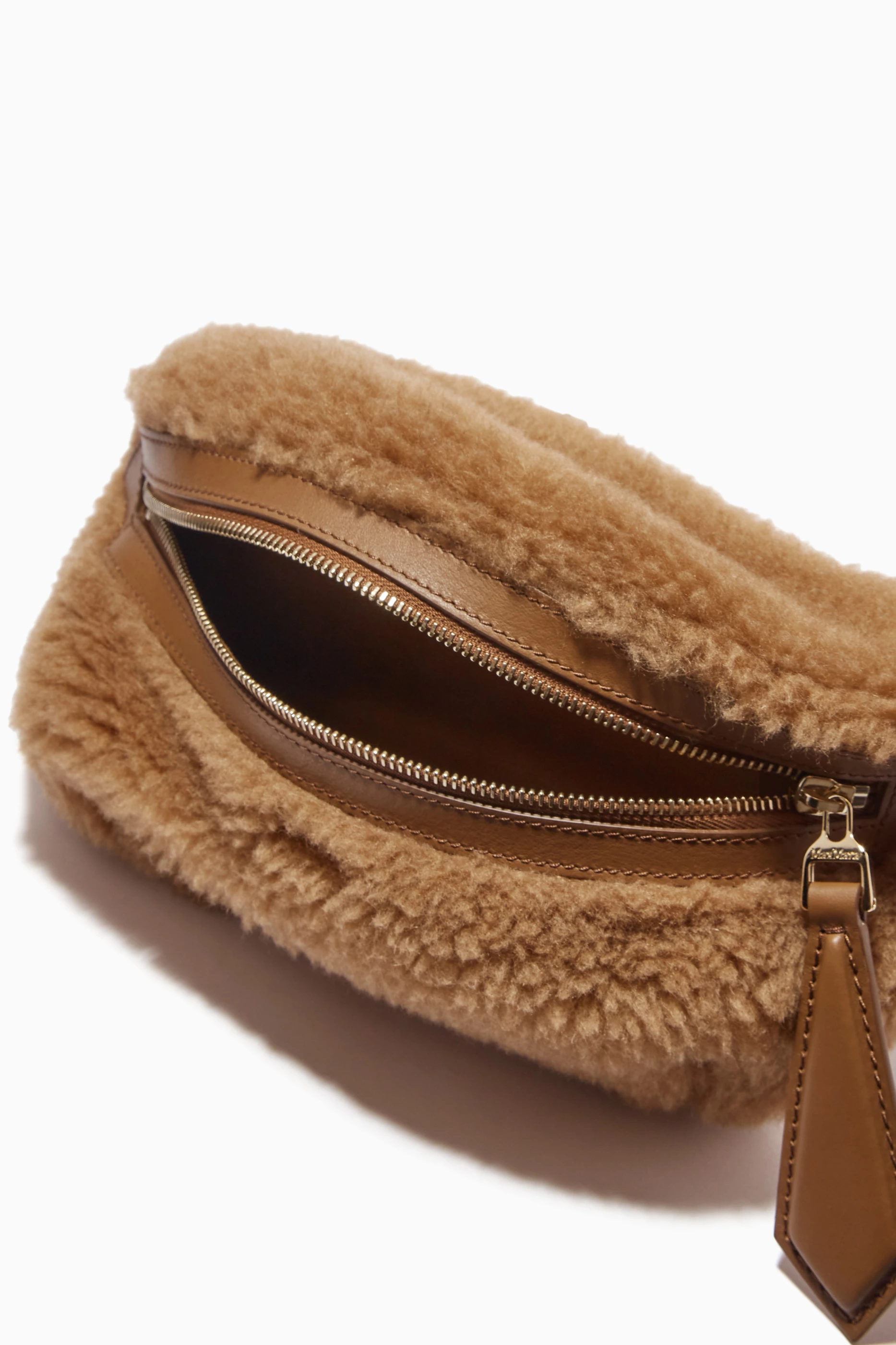 Buy Max Mara Brown Banane Teddy Belt Bag in Camel Wool Silk For Women Online Ounass Saudi