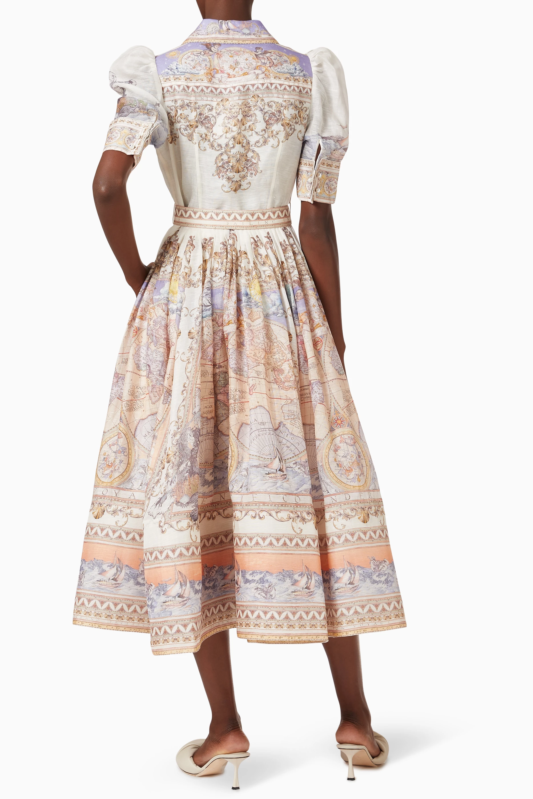 Buy Zimmermann Multicolour High Tide Midi Shirt Dress in Silk-linen For  Women Online | Ounass Saudi