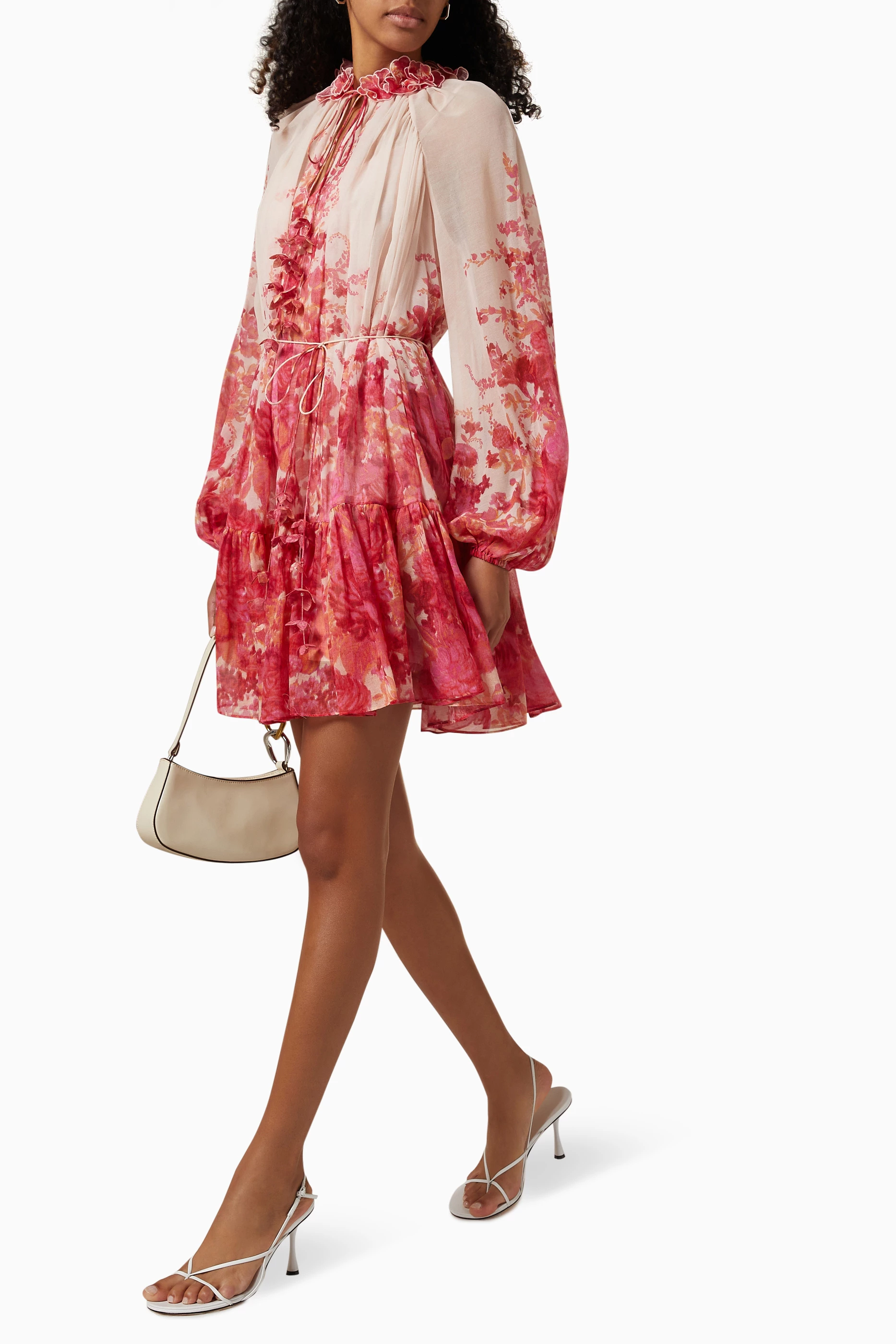 Buy Zimmermann Pink High Tide Lantern Mini Dress in Cotton For Women Online  | Ounass Saudi