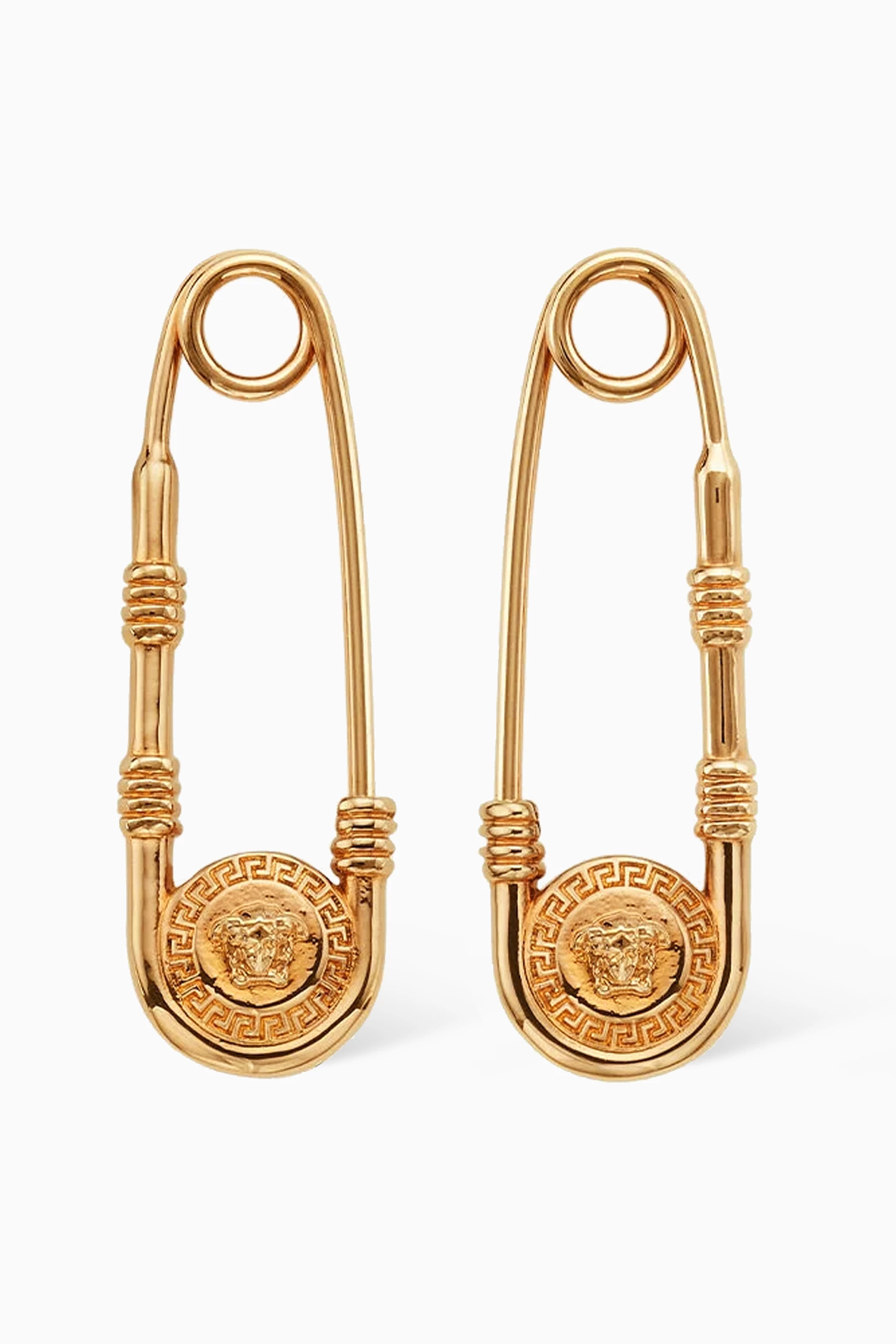 Buy Versace Gold Safety Pin Earrings in Brass For Men Online Ounass Saudi
