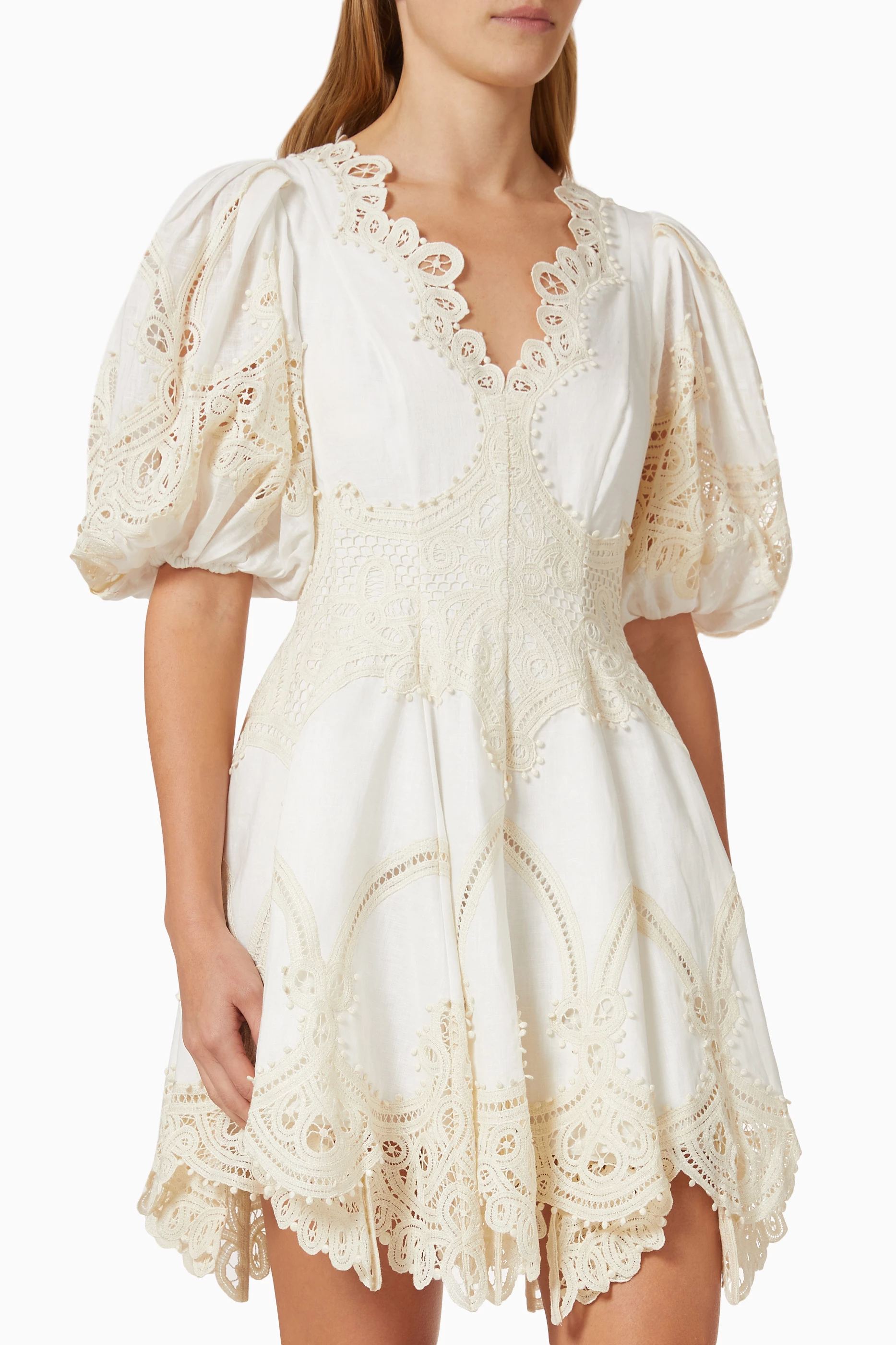 zimmermann tiggy lace mini tunic dress Zimmermann Tiggy Lace Mini Tunic Dress in Ivory