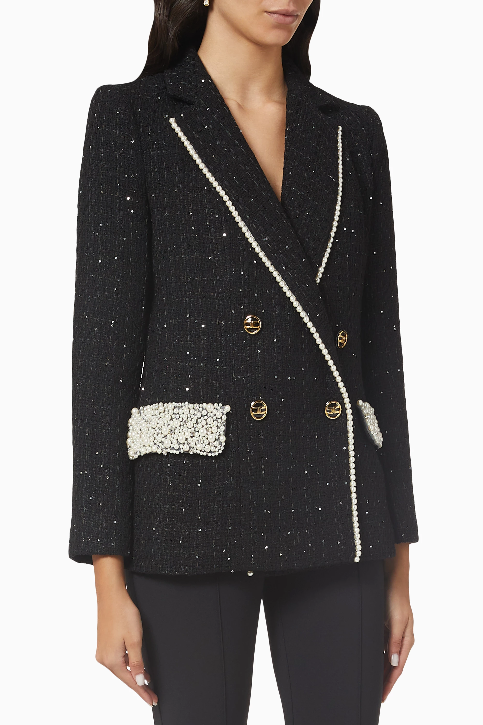 ジャケット ELISABETTA FRANCHI Double-breasted wool blazer Elisabetta Franchi - Double breasted blazer dress black