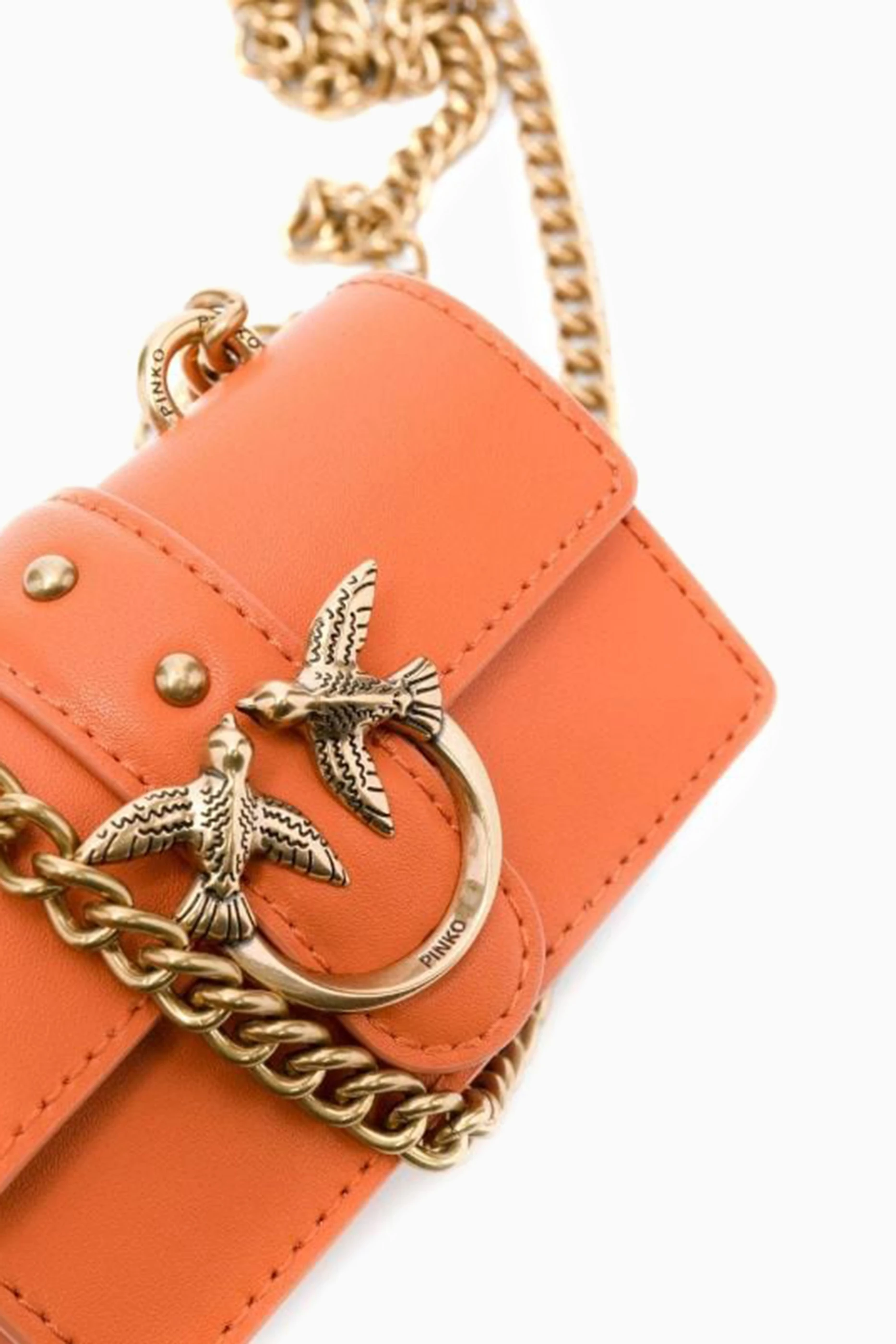 Buy PINKO Orange Micro Love Simply Bag in Leather For Women