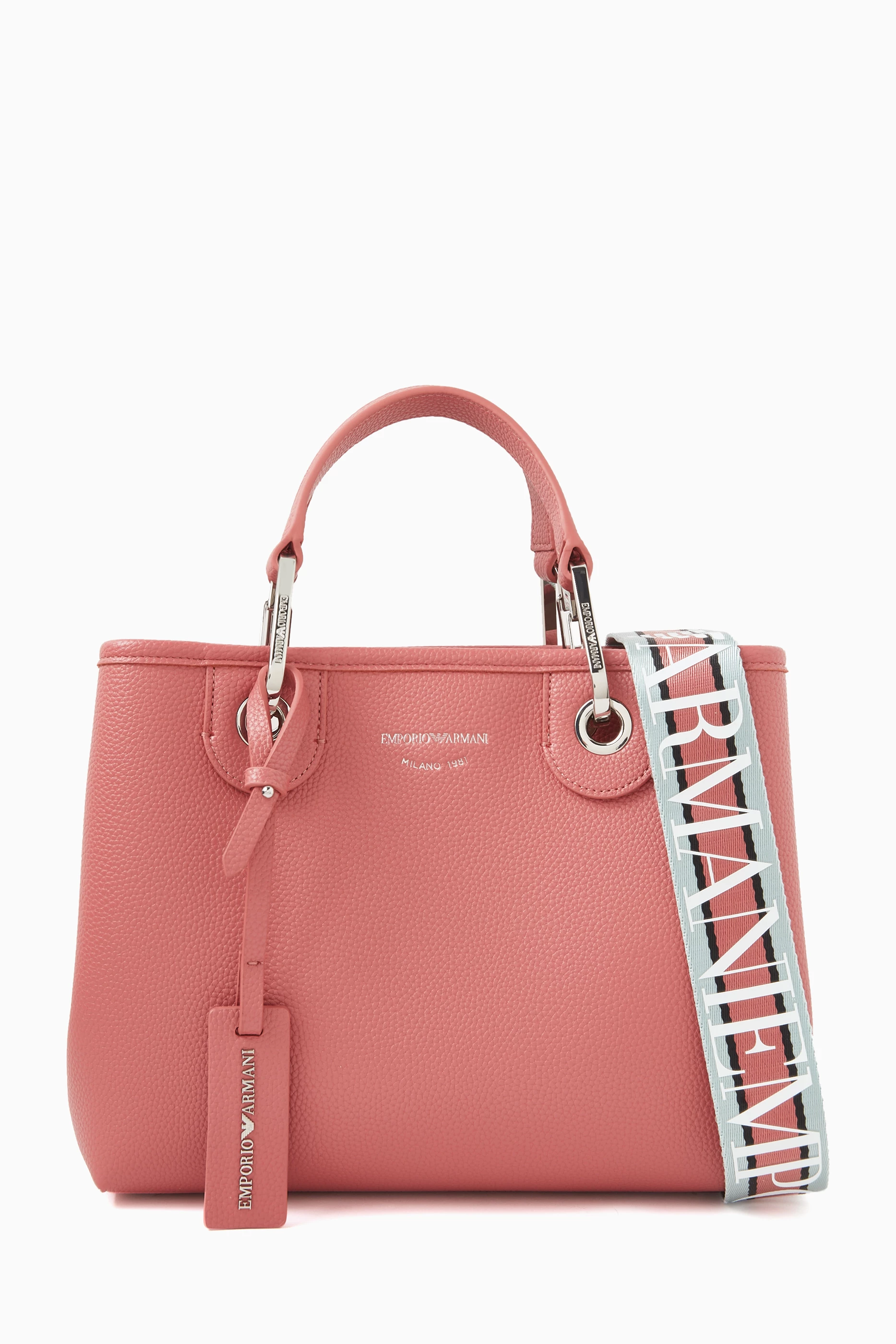 Buy Emporio Armani Pink Small Logo embossed Tote Bag in Faux Leather For Women Online Ounass Saudi