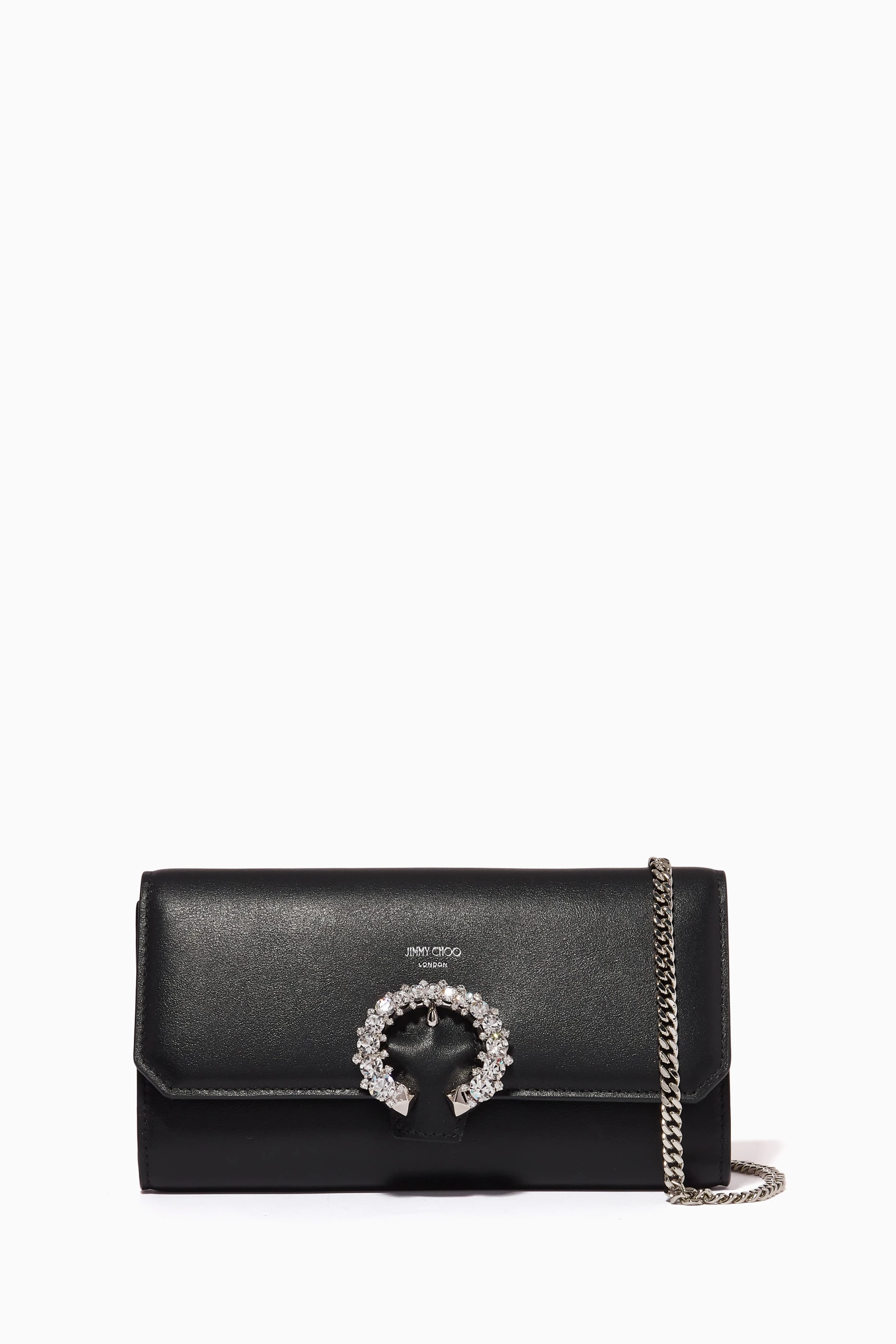 Buy Jimmy Choo Black Chain Wallet in Smooth Calfskin For