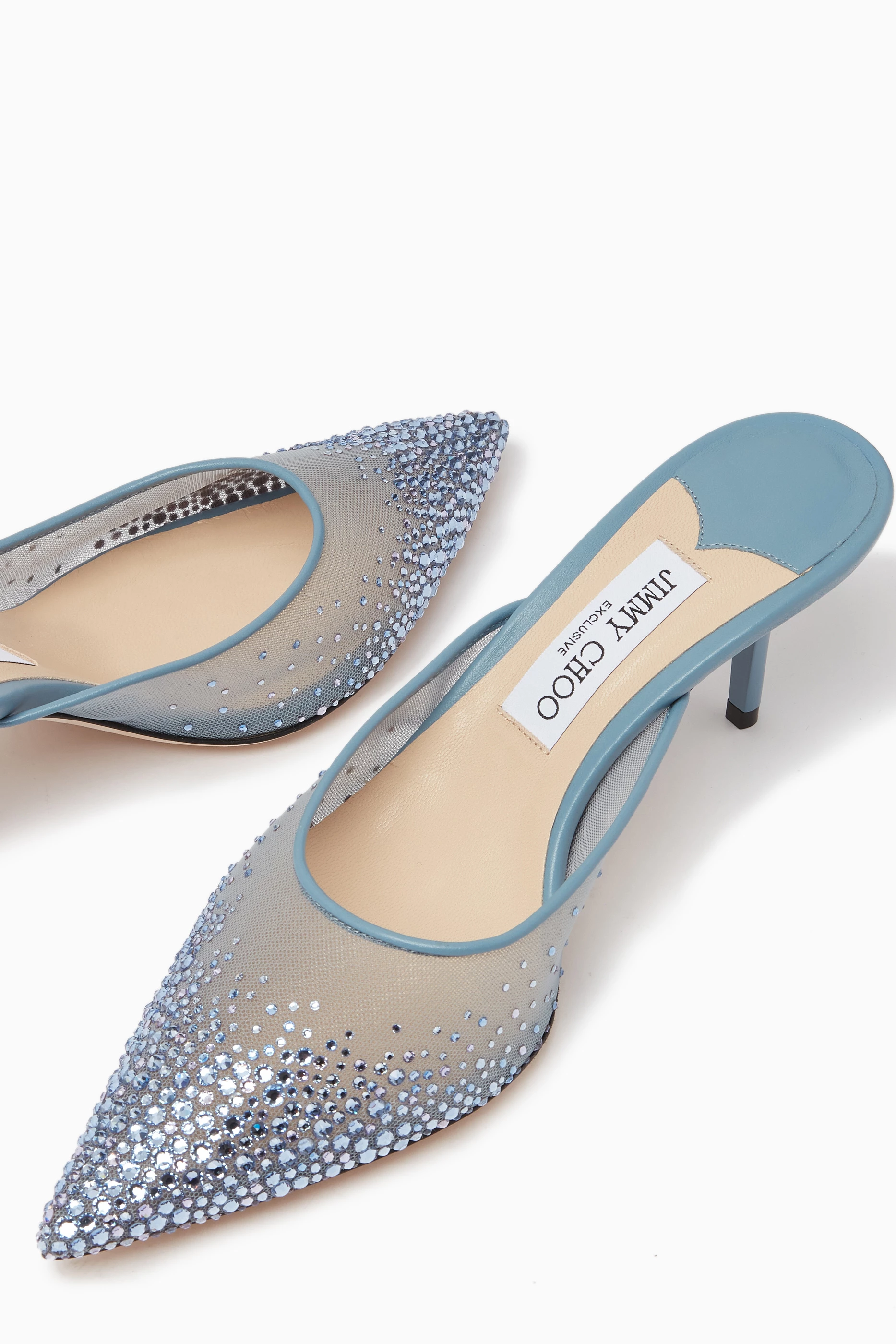 Buy Jimmy Choo Blue Rav 65 Mules in Degrade Crystal Mesh For Women Online Ounass Saudi