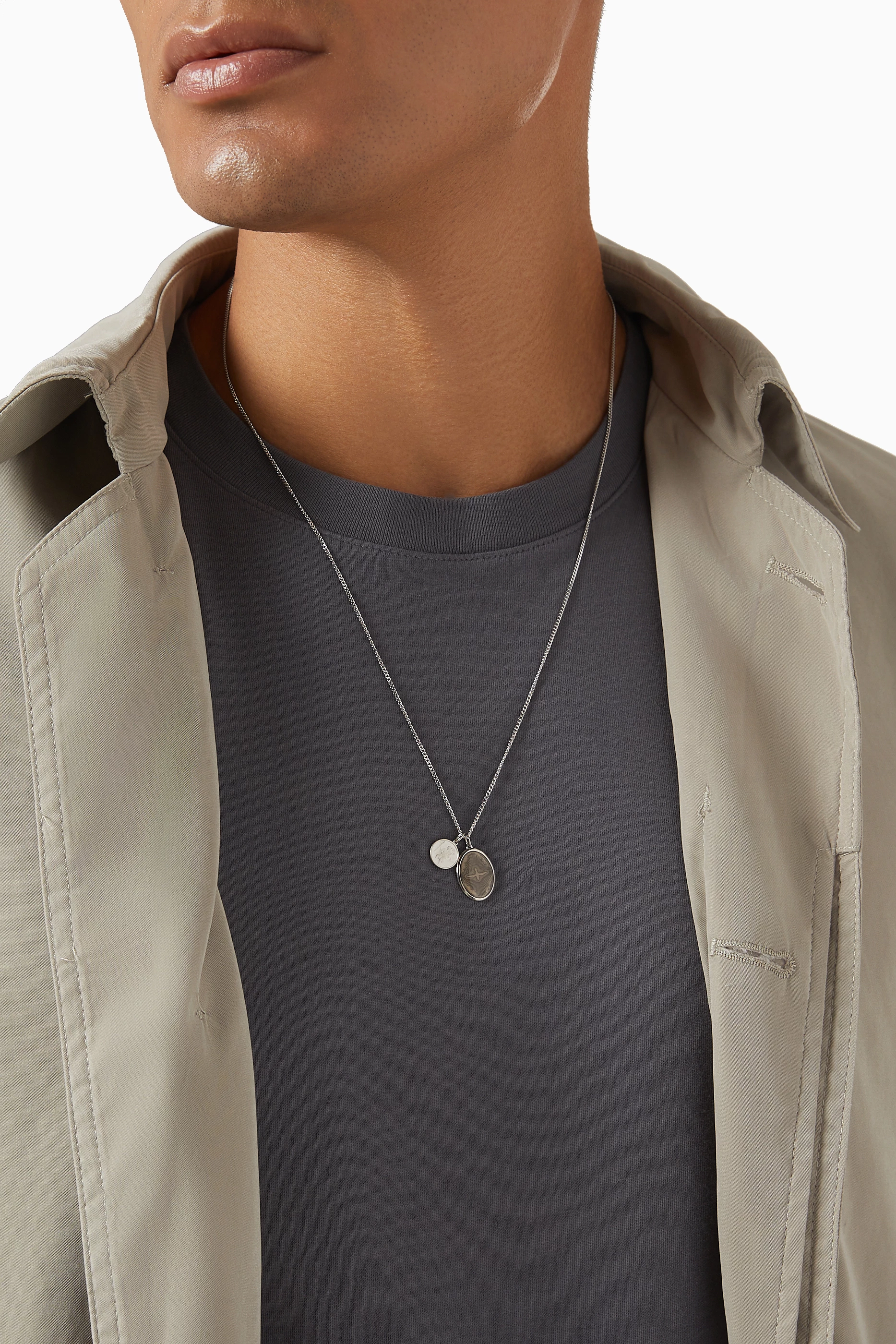 Buy Miansai Grey Mini Dove Cable Chain Necklace in Sterling