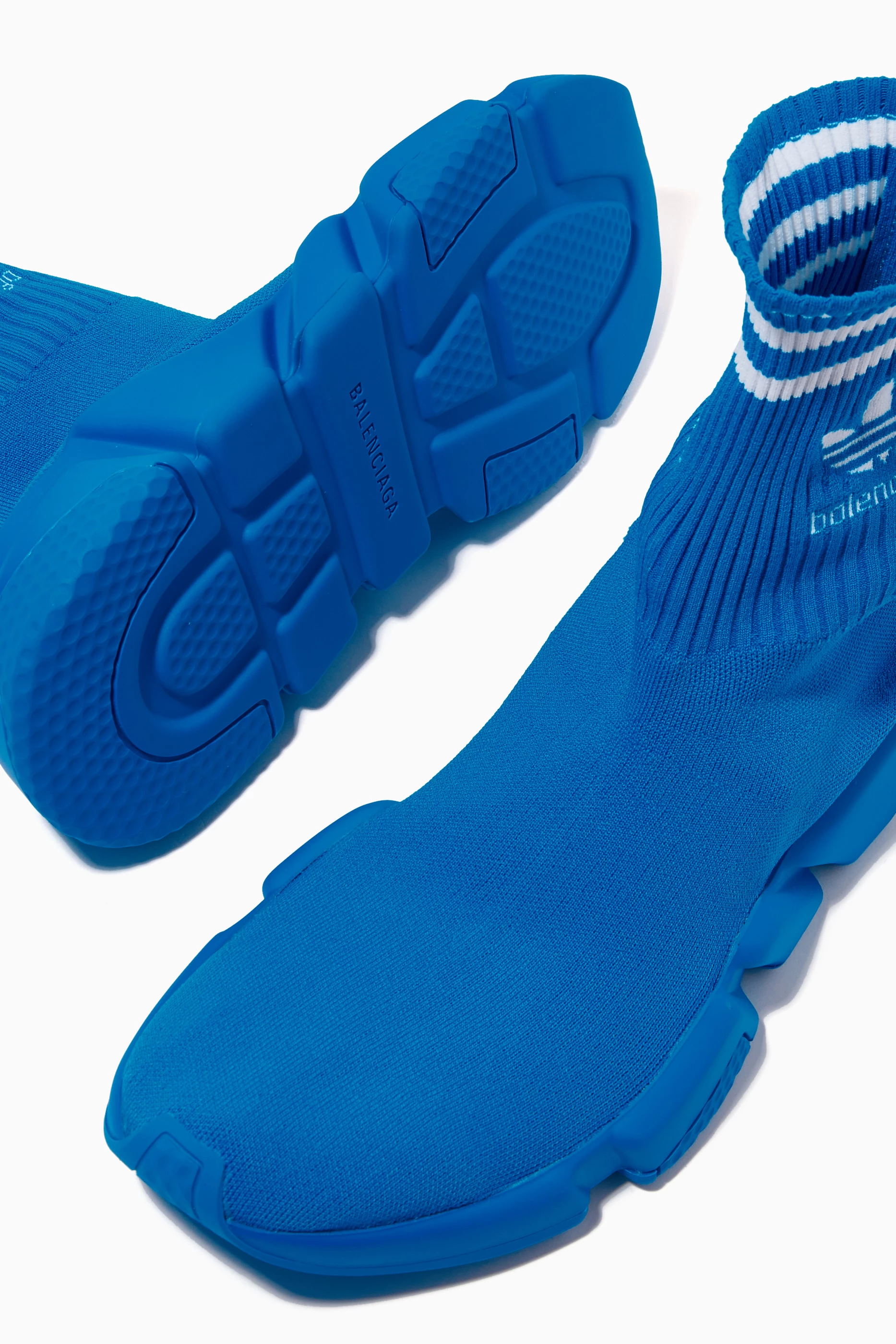 Buy Balenciaga Blue x Adidas Speed Sneakers in Recycled-knit For