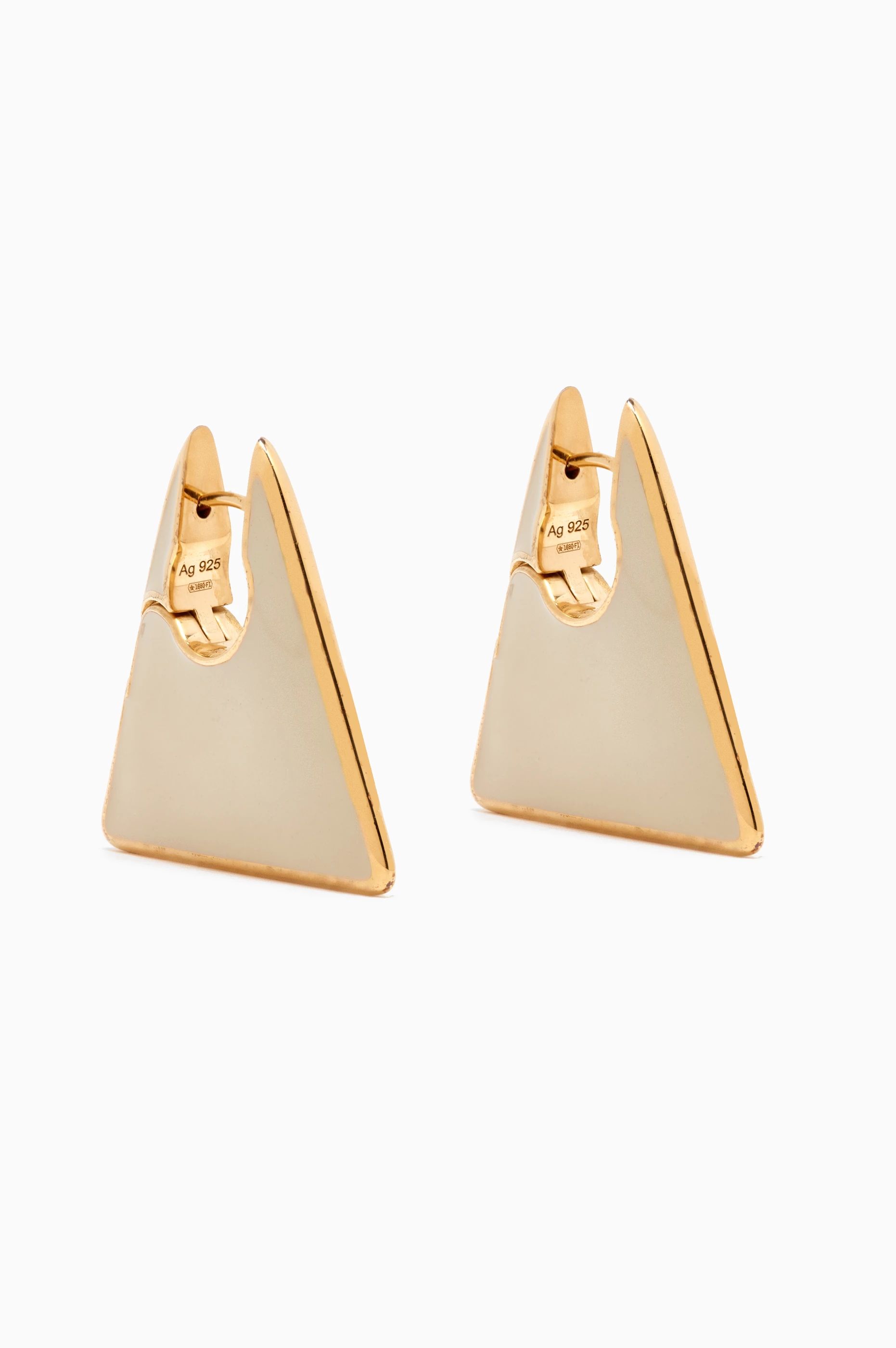 Buy Bottega Veneta Yellow Triangle Enamel Hoop Earrings in