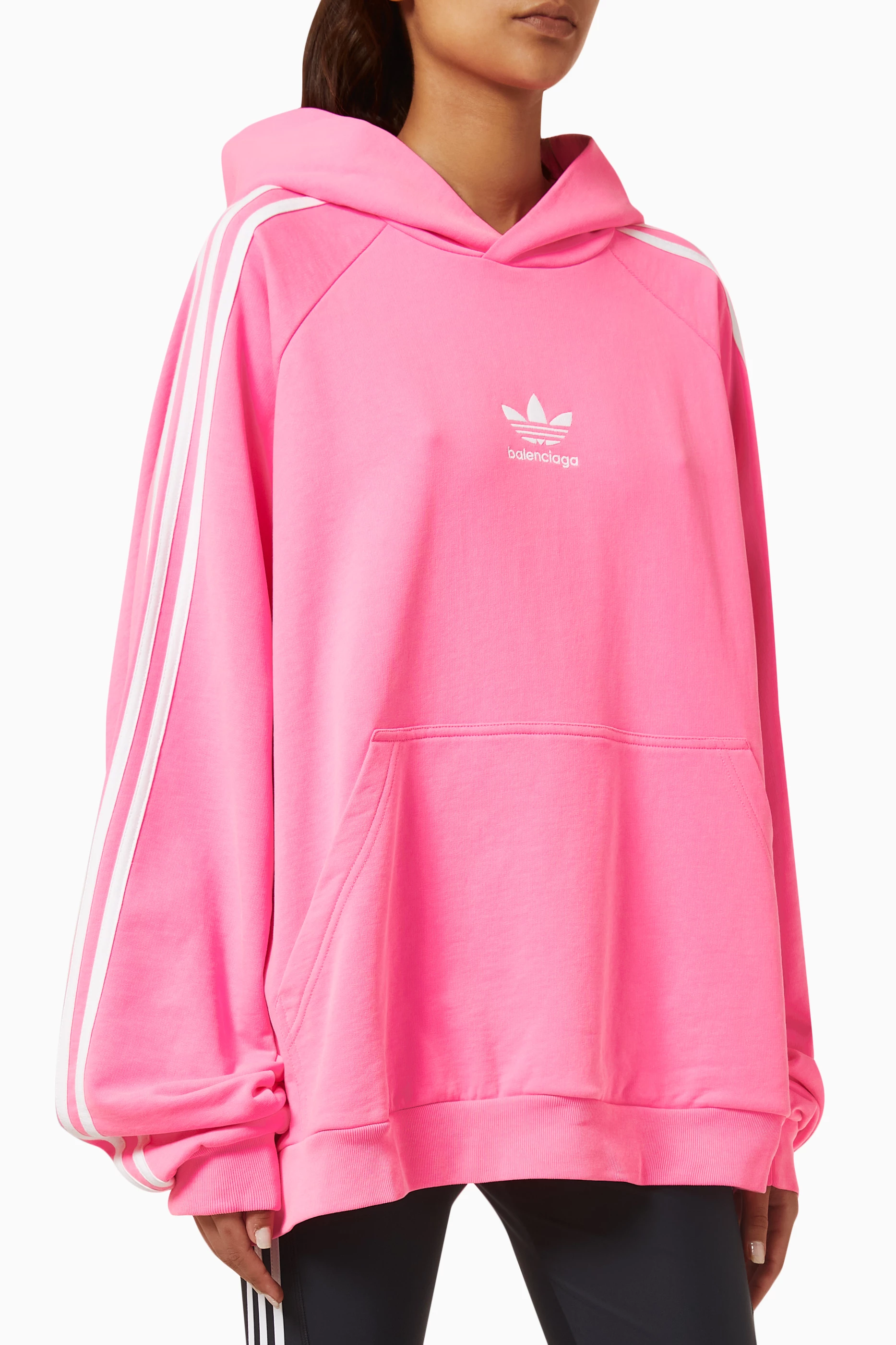 Buy Balenciaga Pink x Adidas Oversized hoodie in Fleece For UNISEX Online Ounass Saudi