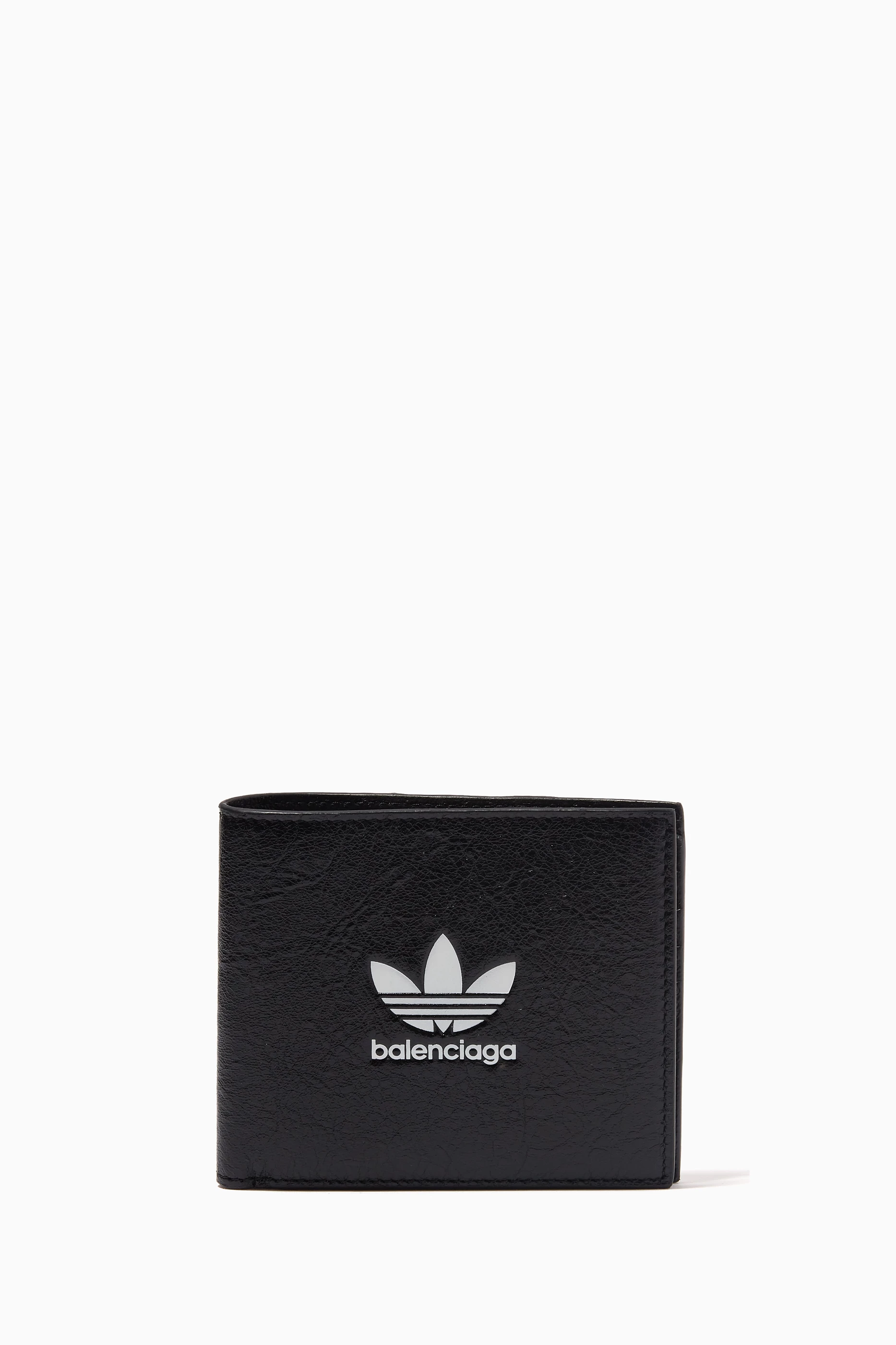 Buy Balenciaga Black x Adidas Logo Square Folded Wallet in Leather For Men Online Ounass Saudi