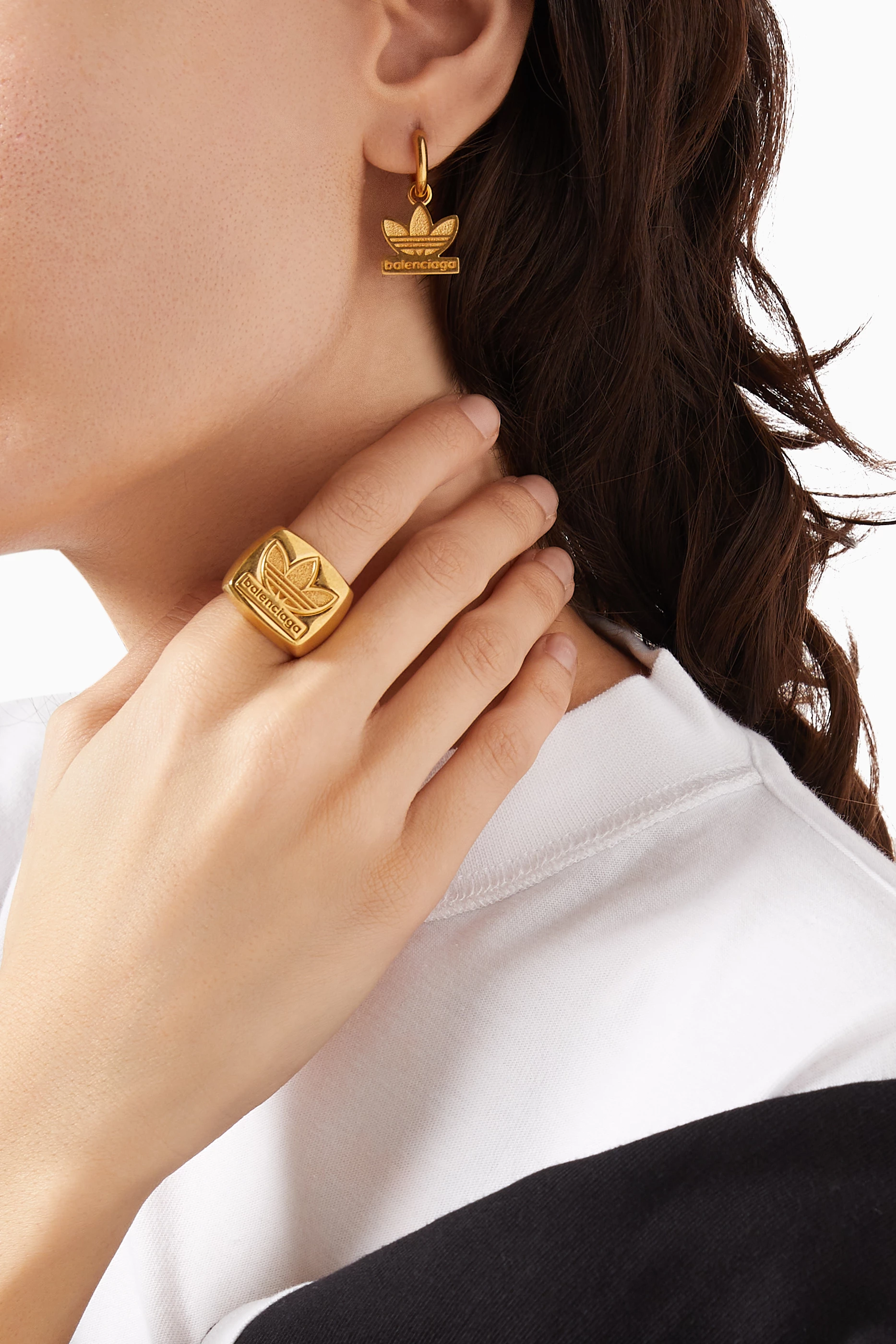 Buy Balenciaga Gold x Adidas Trefoil Signet Ring in Recycled