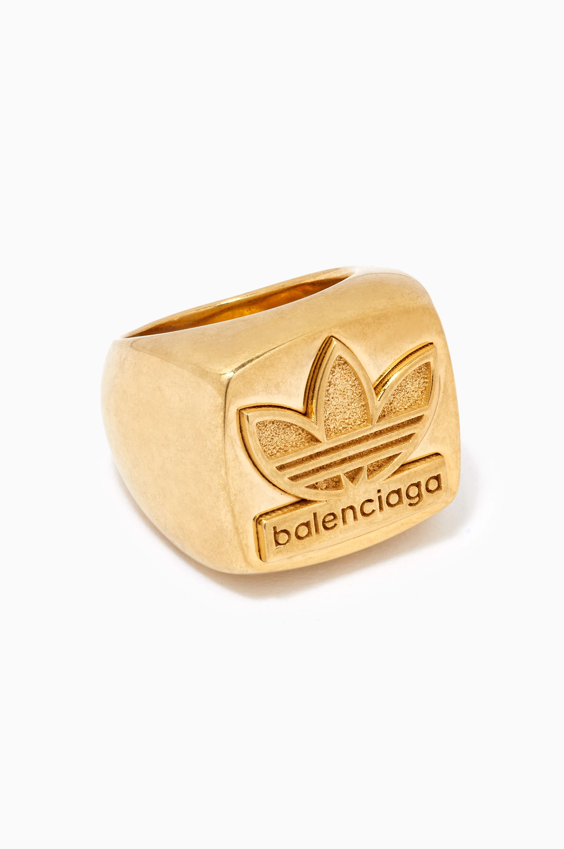 Buy Balenciaga Gold x Adidas Trefoil Signet Ring in Recycled 