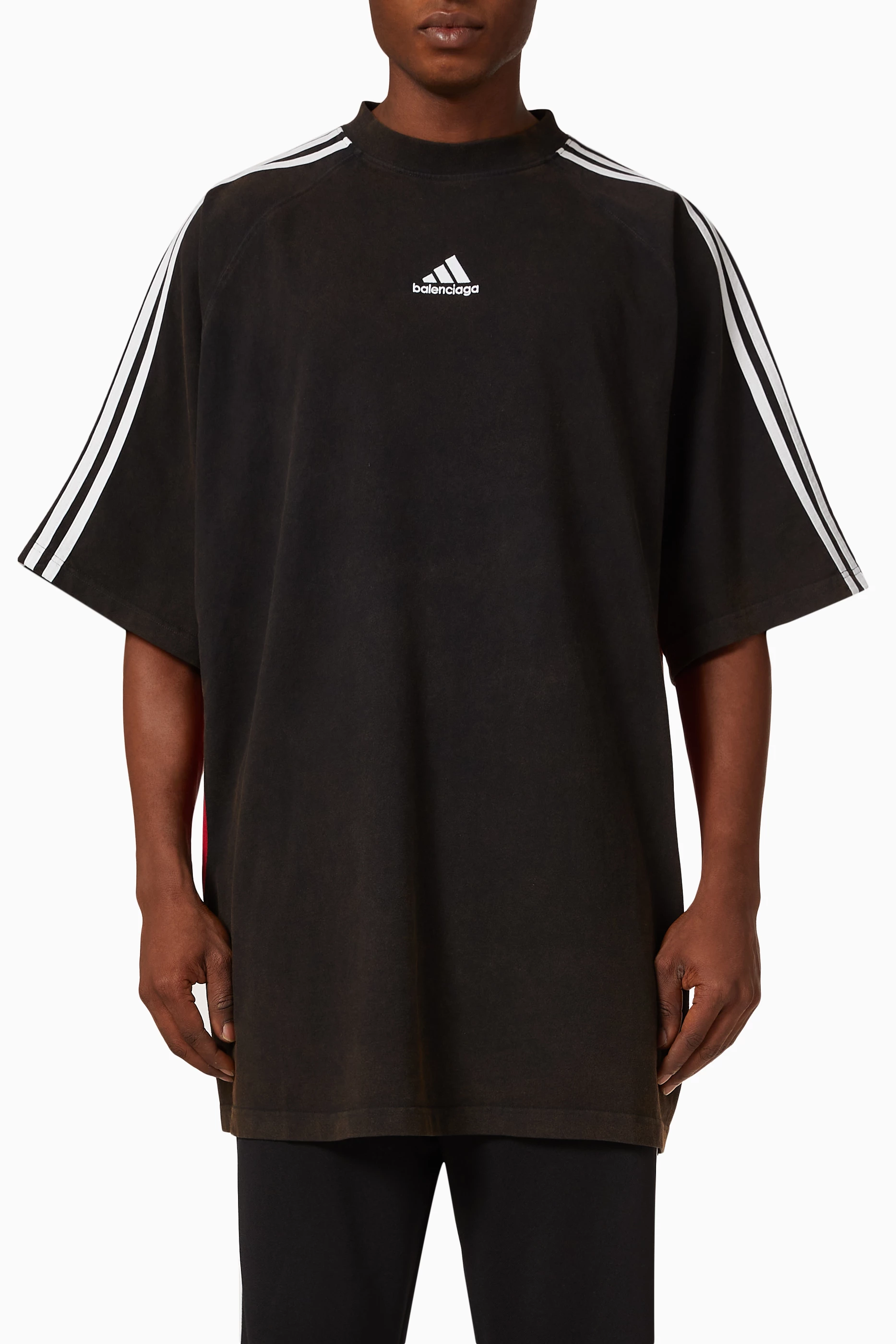 【Balenciaga x Adidas】Oversized Long Sleeve T-Shirt Black Buy Balenciaga Black x Adidas Oversized T-shirt in Cotton