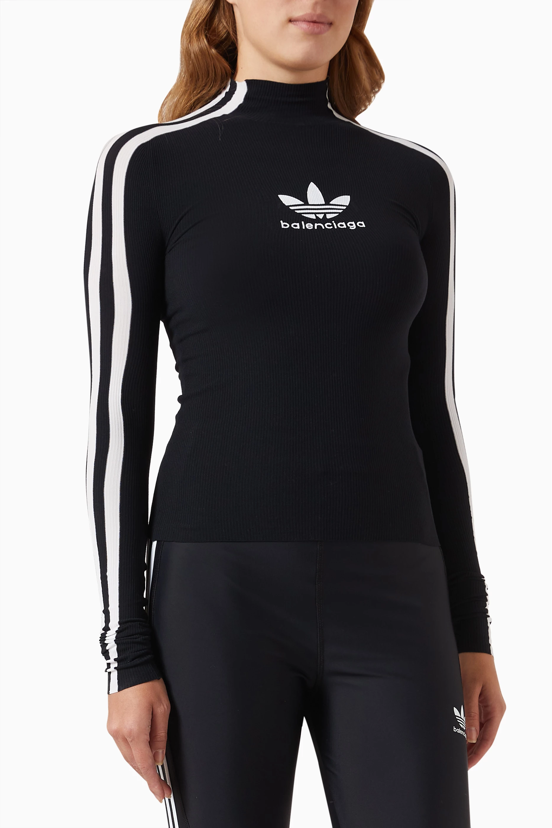 Buy Balenciaga Black x Adidas Athletic High-neck Top in Viscose