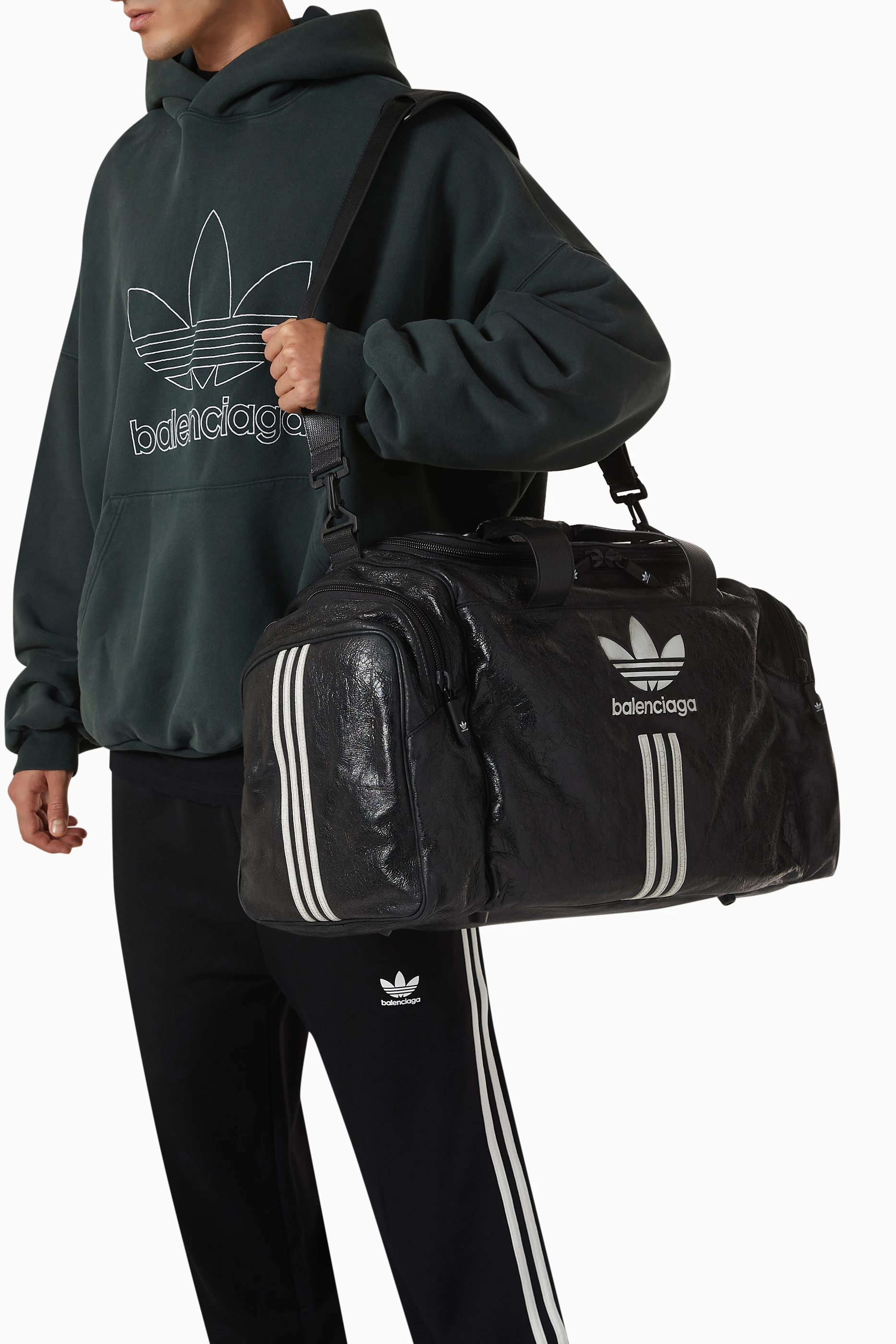 Buy Balenciaga Black x Adidas Gym Bag in Leather For Men Online Ounass Saudi