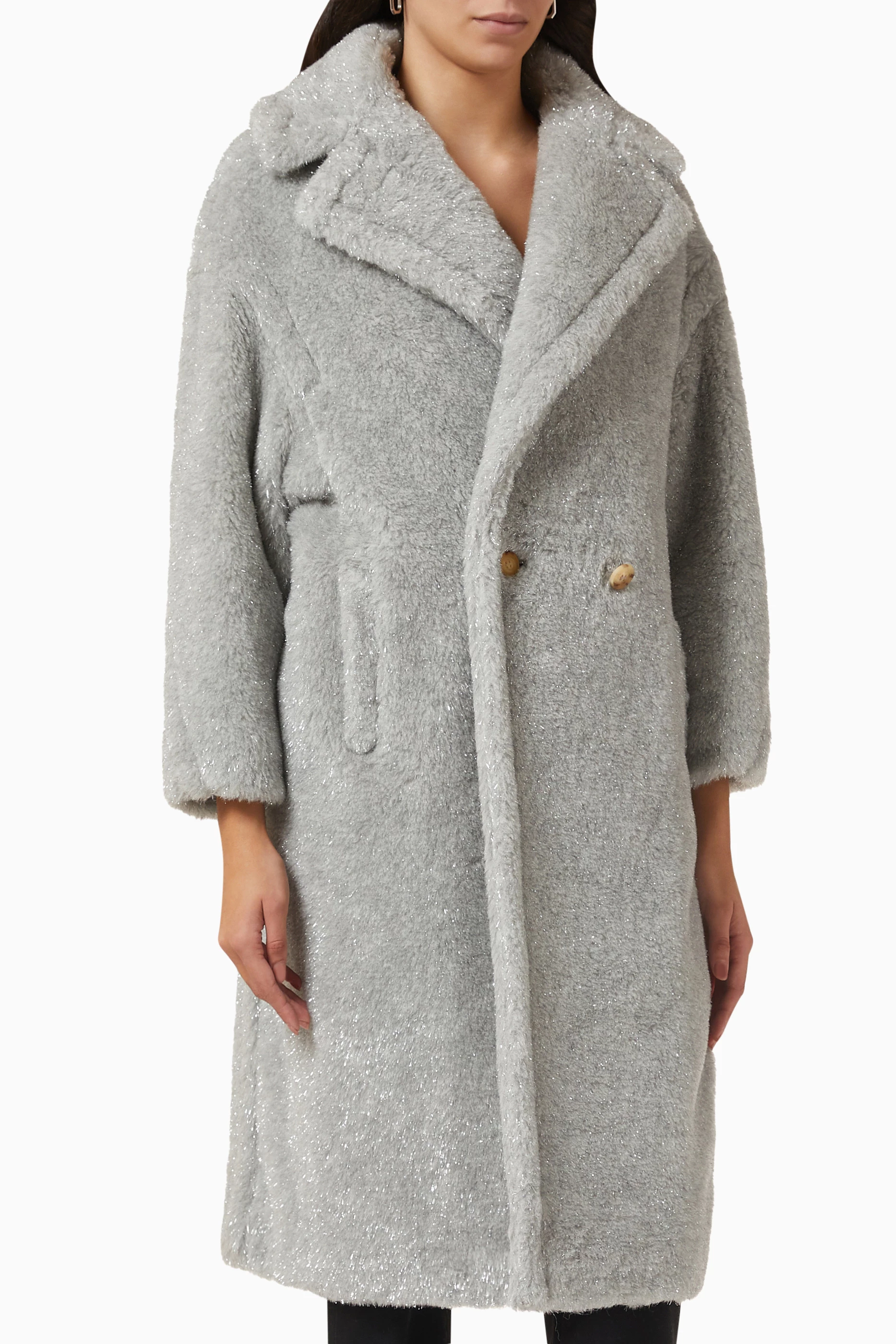 Light grey teddy bear coat top