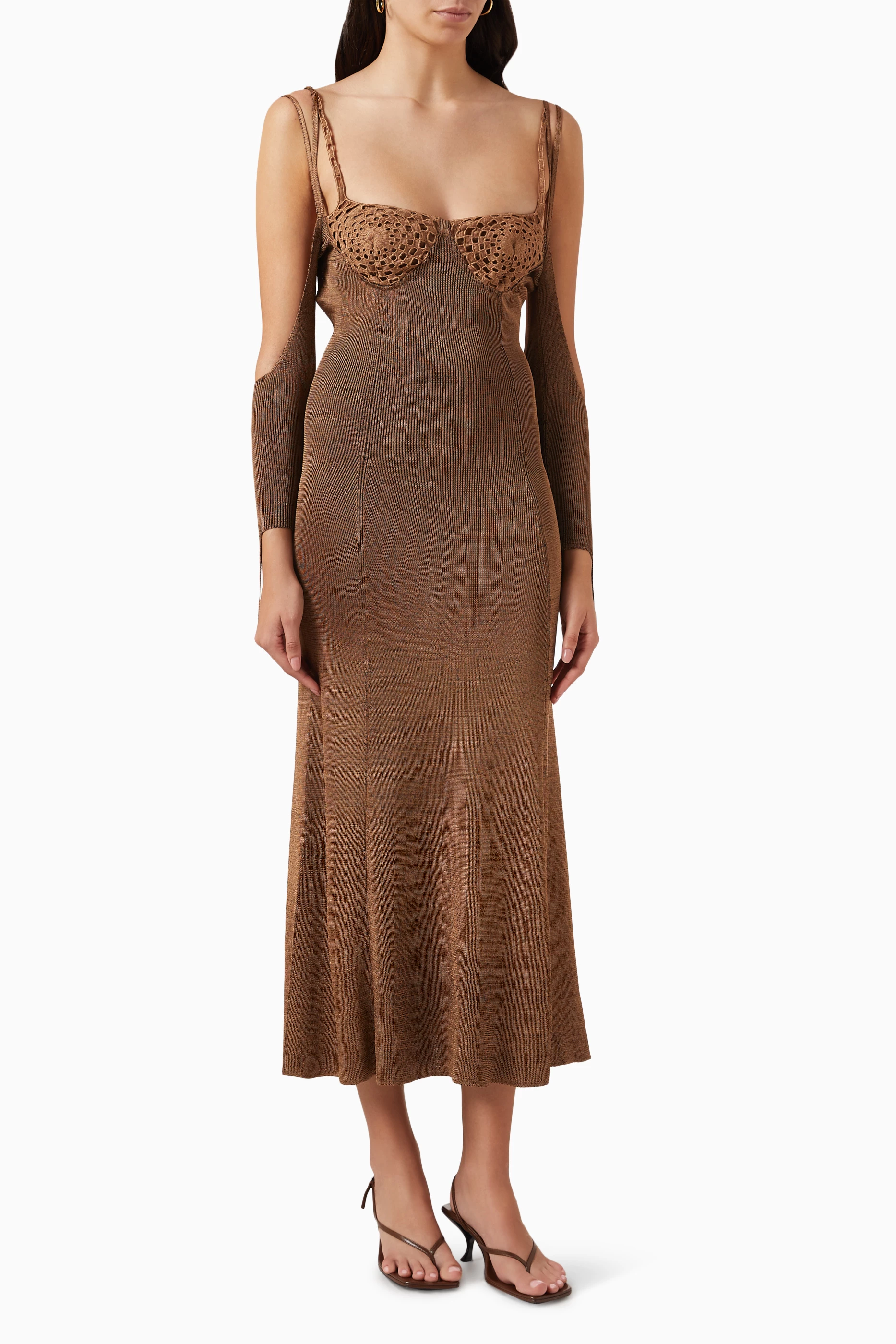 Buy Isa Boulder Brown Other Reality Crochet Midi Dress in Rayon-knit For  Women Online | Ounass Saudi
