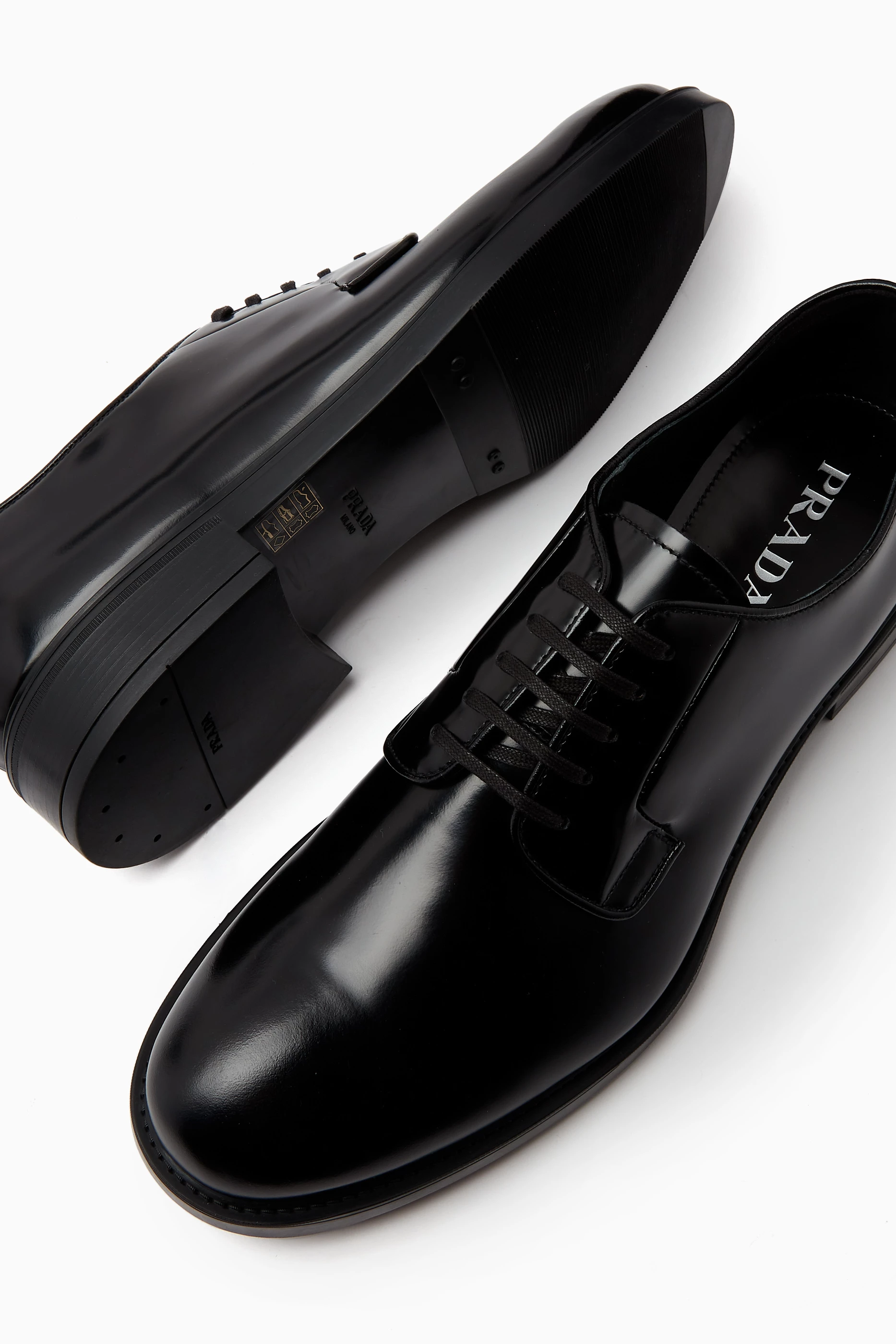 Buy Prada Black Formal Lace up Shoes in Brushed Leather For Men Online Ounass Saudi