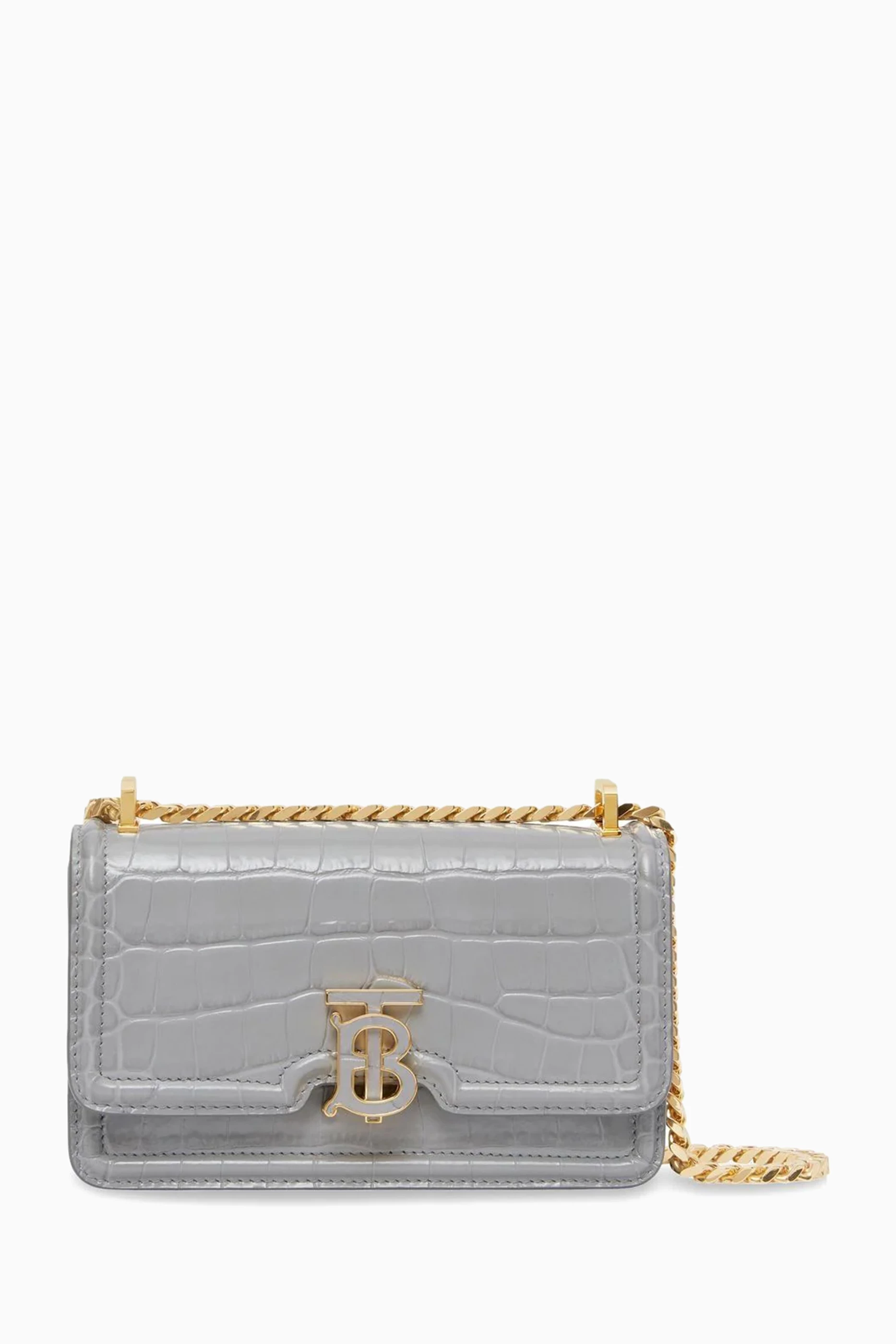 Buy Burberry Grey Mini TB Bag in Croc embossed Leather For Women Online Ounass Saudi