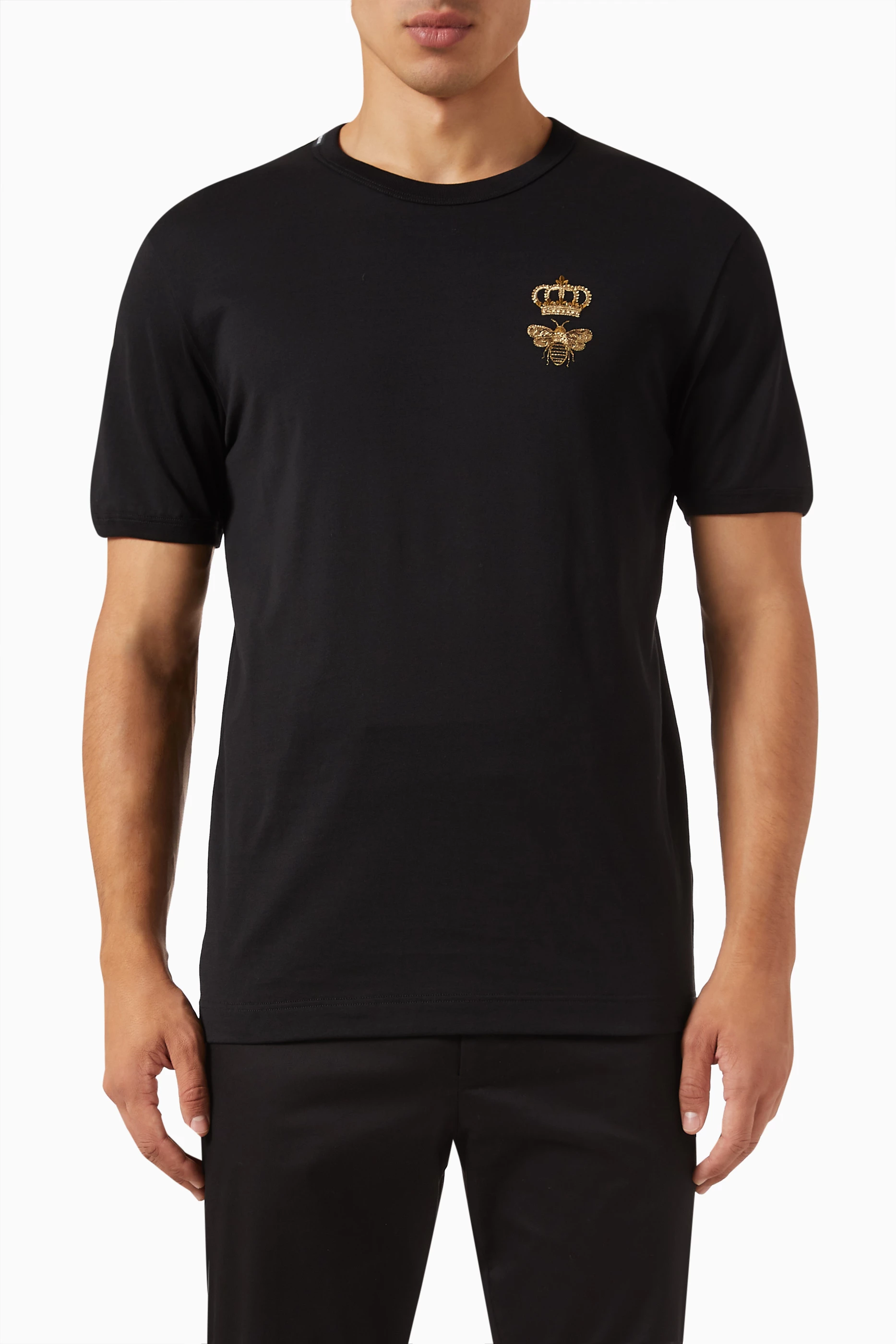 Buy Dolce Gabbana Black Crown Bee T shirt in Cotton For Men Online Ounass Saudi