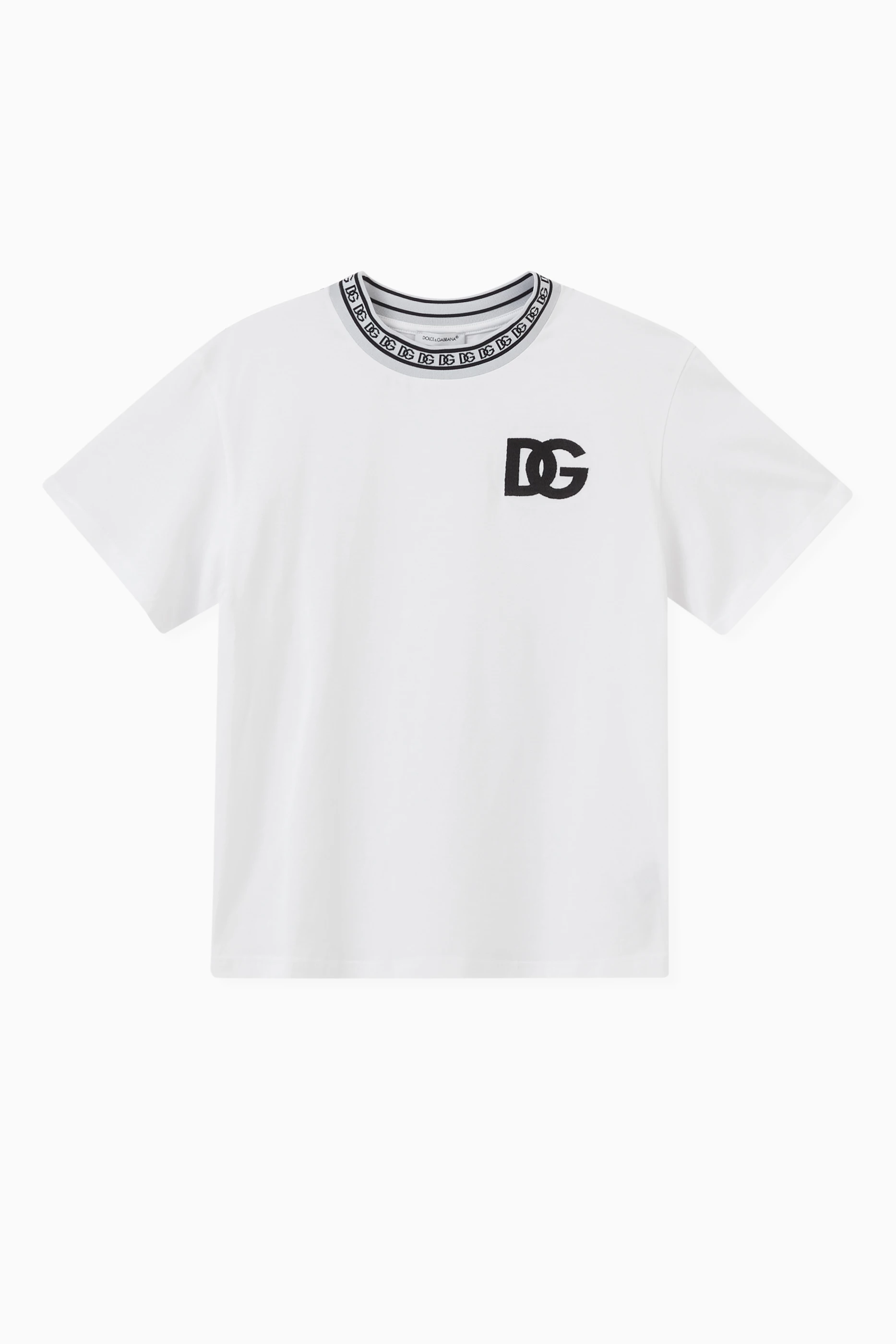 Buy Dolce Gabbana White Logo Collar T-shirt in Cotton For Boys