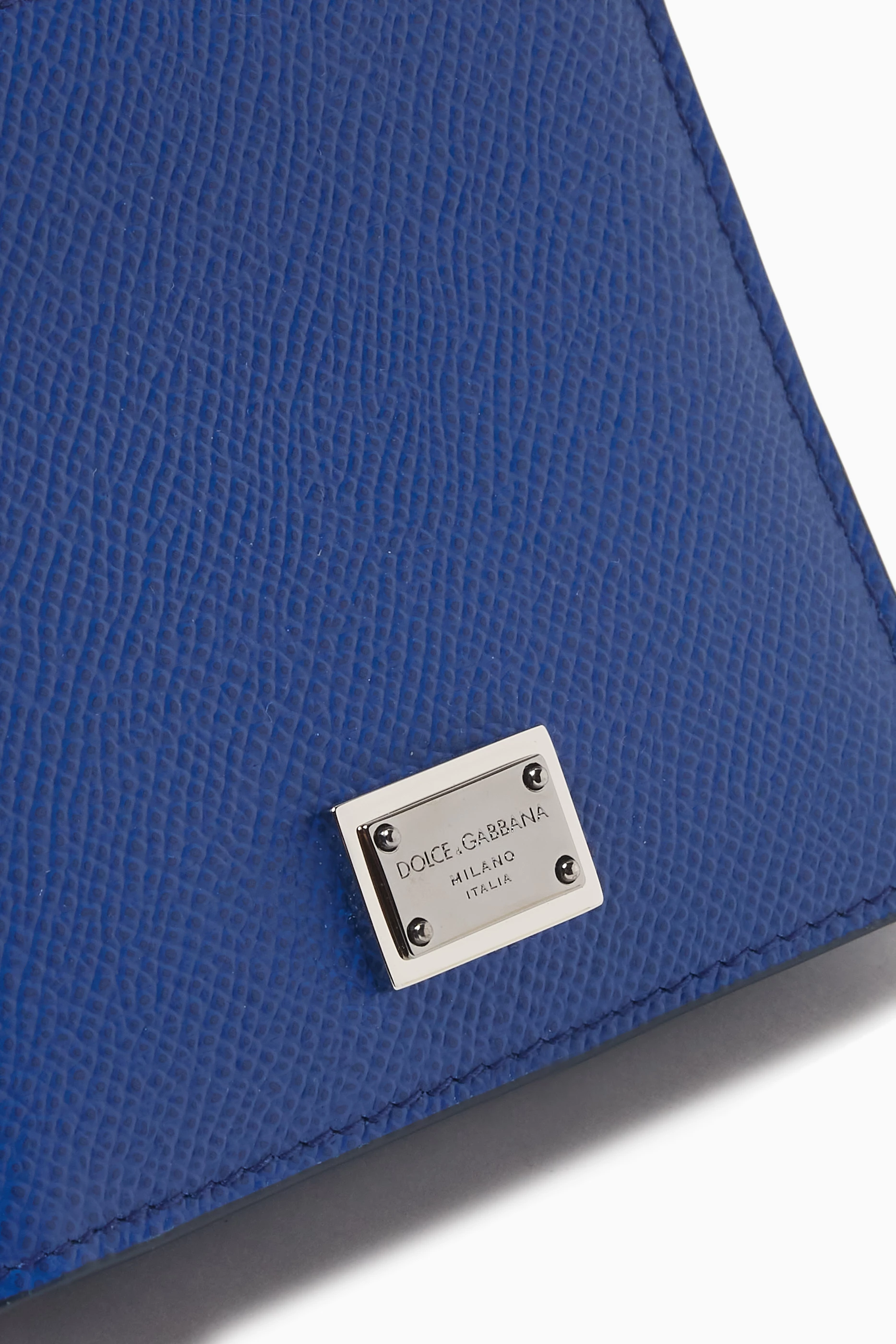Buy Dolce Gabbana Blue Logo Plaque Bifold Wallet in Leather For Men Online Ounass Saudi