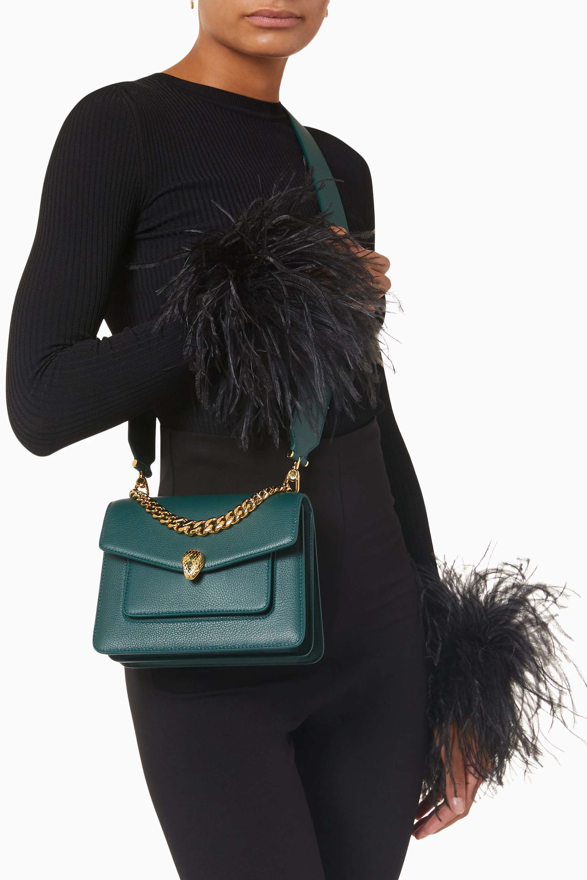 Buy BVLGARI Green Small Serpenti Forever Maxi Chain Crossbody Bag in Leather For Women Online Ounass Saudi