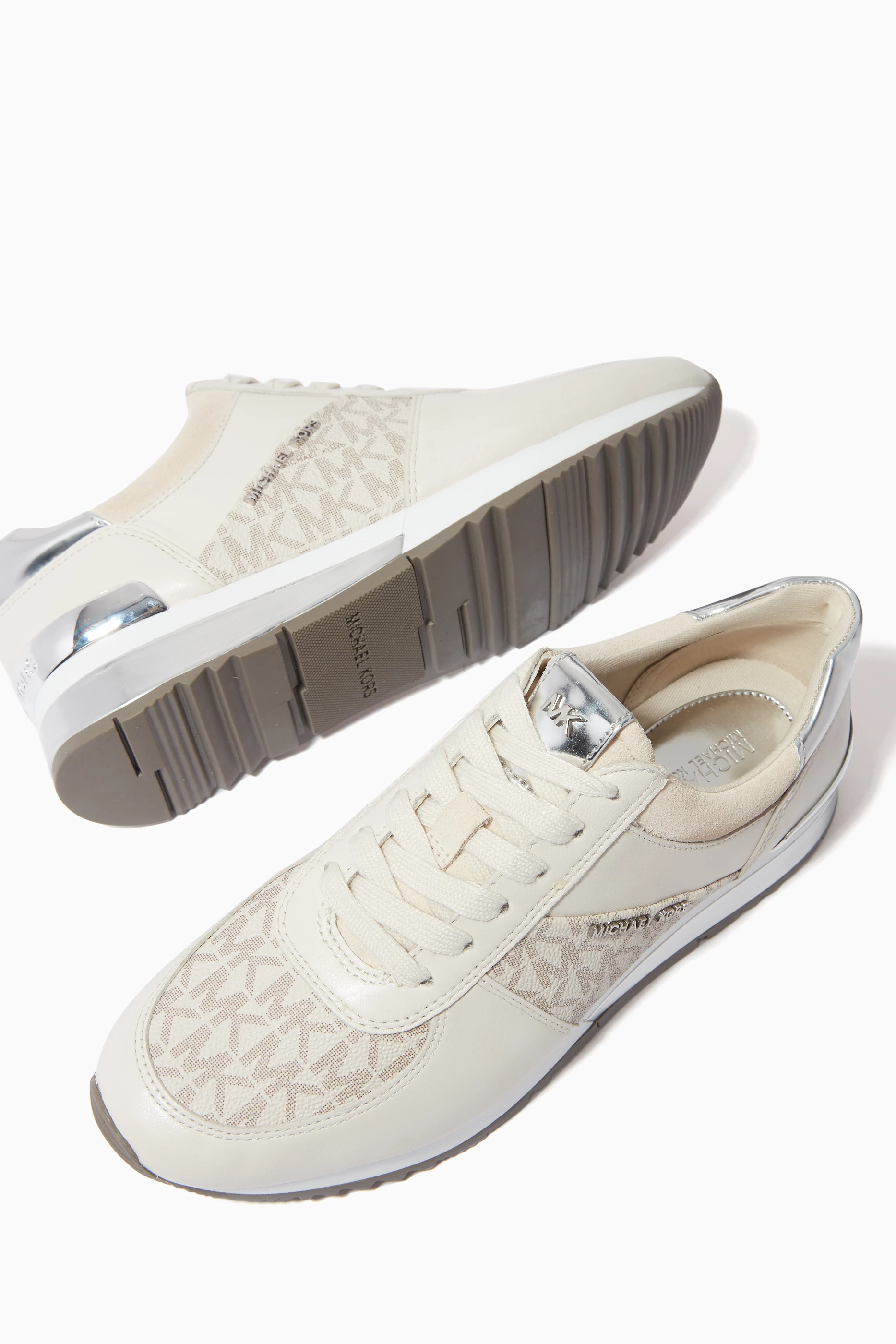 Buy Michael Kors White Allie Logo Sneakers in Nappa Leather For