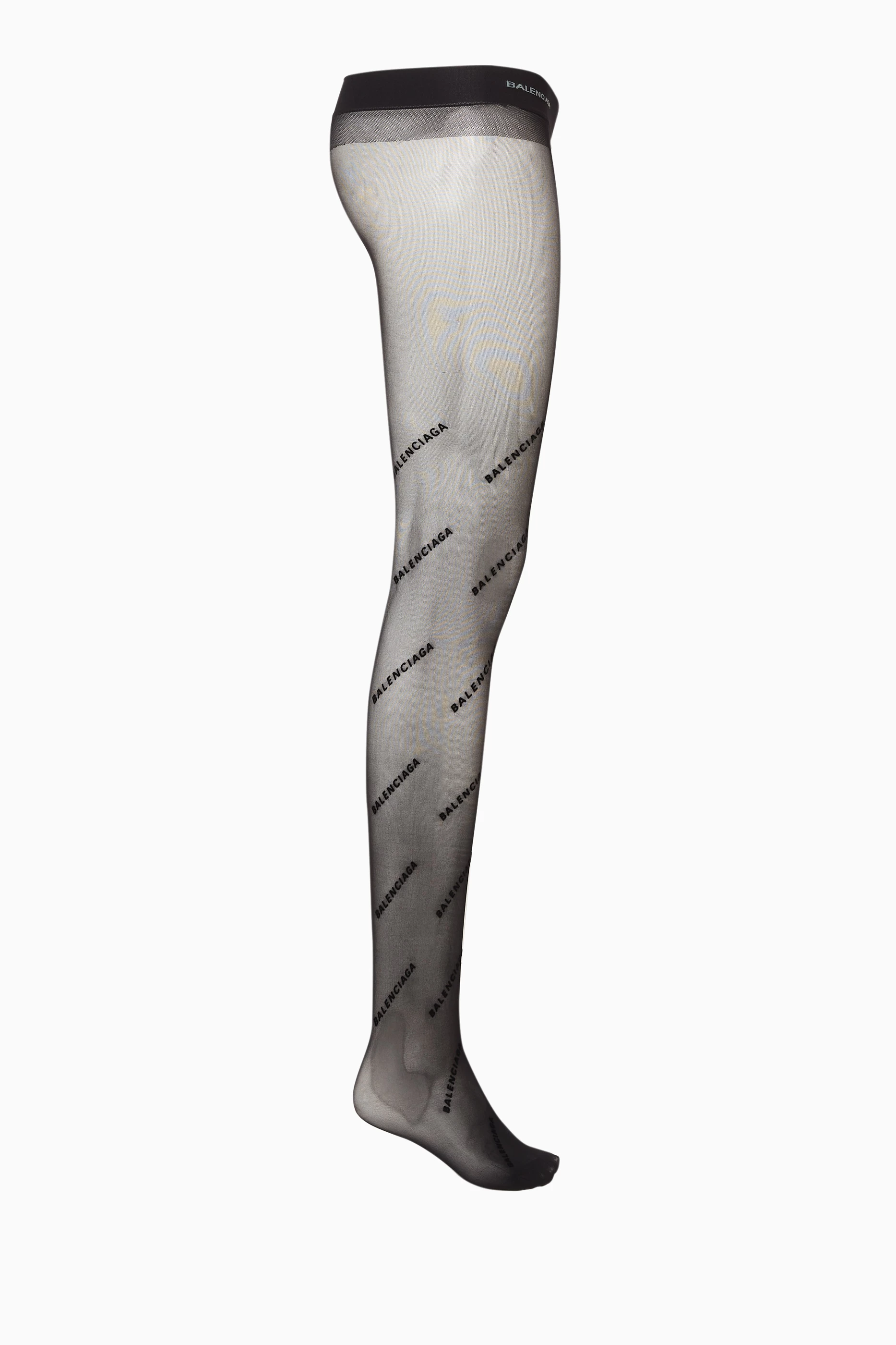 Buy Balenciaga Black Flocked logo Sheer Tights For Women Online Ounass Saudi