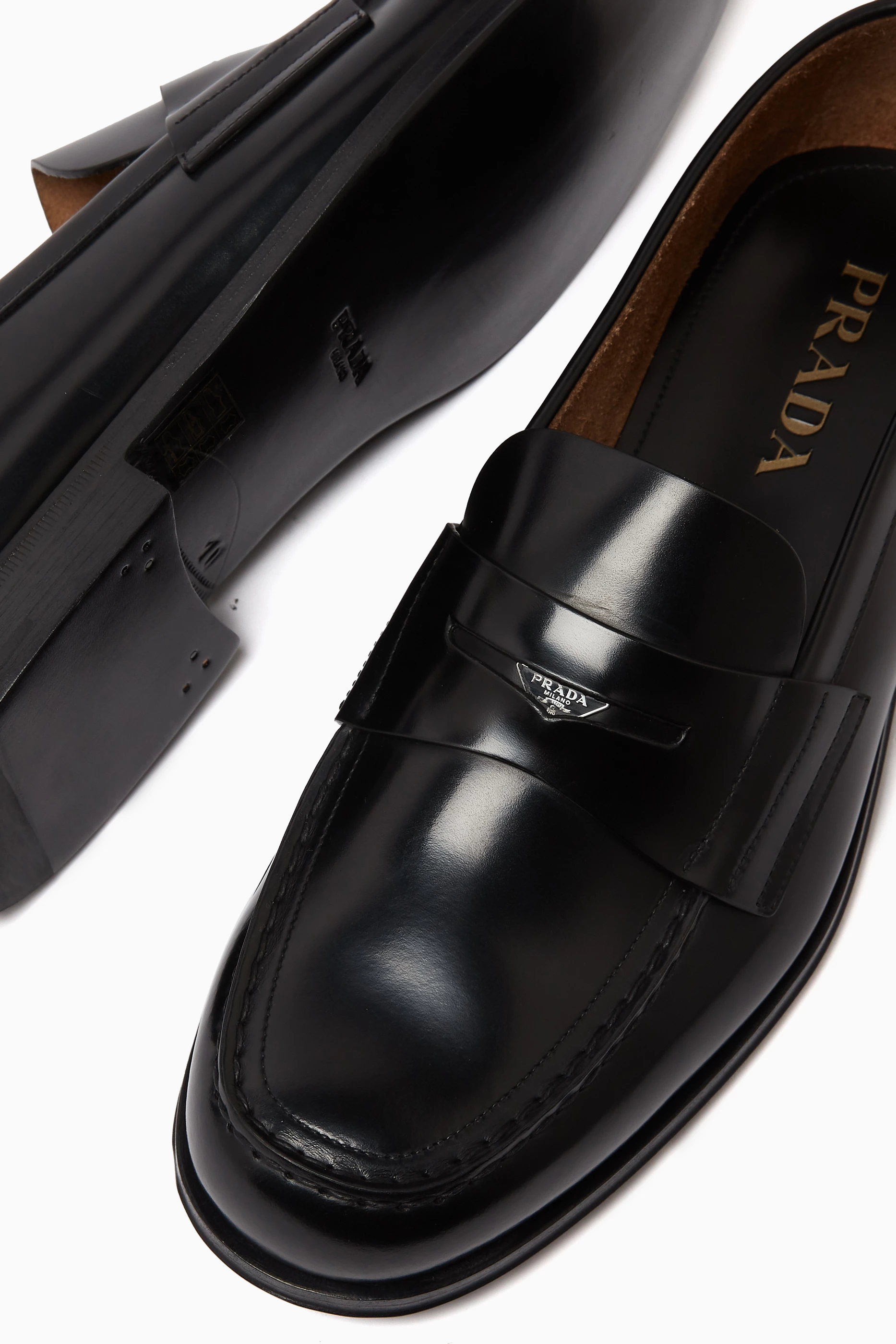 Buy Prada Black Moccasin Loafers in Brushed Leather For Men Online Ounass Saudi