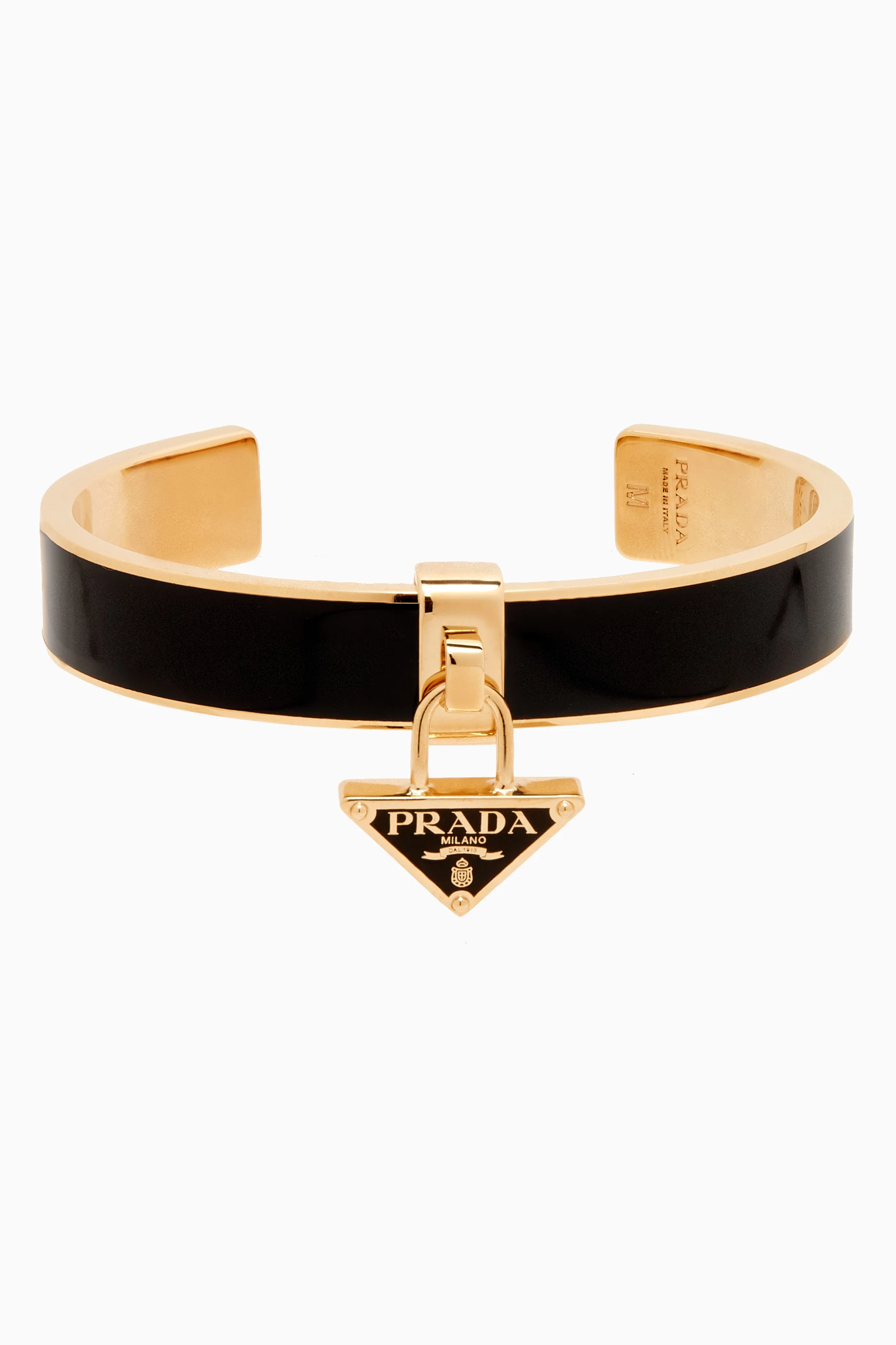 Buy Prada Black Logo Enamelled Brass Bracelet For Men Online Ounass Saudi