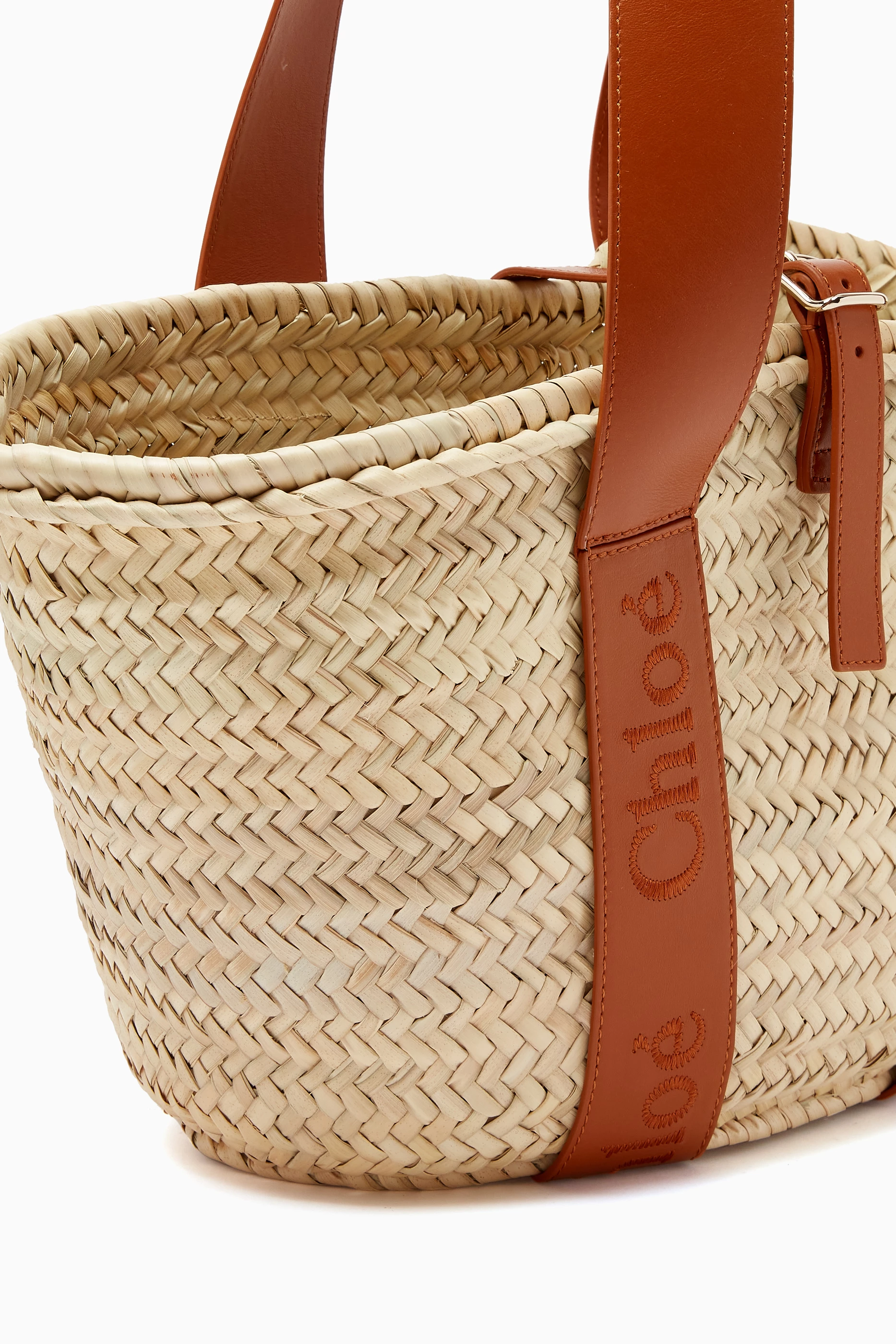 Buy Chloé Brown Chloé Sense Medium Basket Bag in Raffia