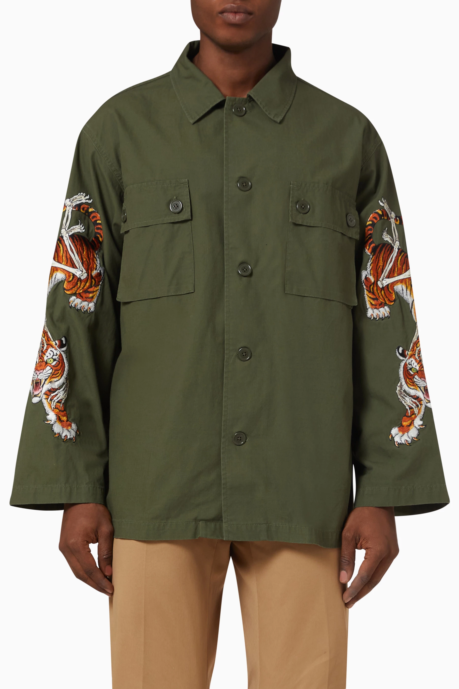 Buy WACKO MARIA Neutral Tim Lehi Embroidered Army Shirt in Cotton For Men  Online | Ounass Saudi