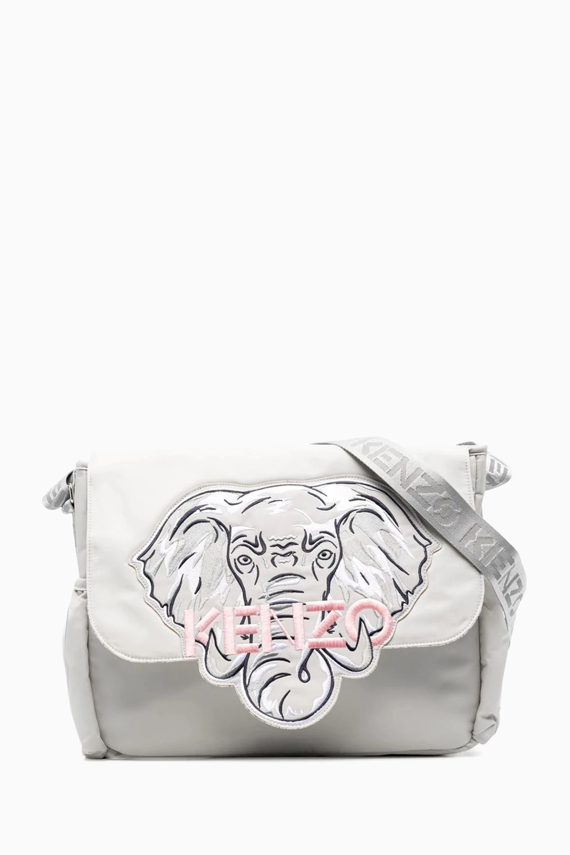 Buy KENZO KIDS Grey Elephant Logo Print Diaper Bag in Technical Fabric For Baby Girls Online Ounass Saudi