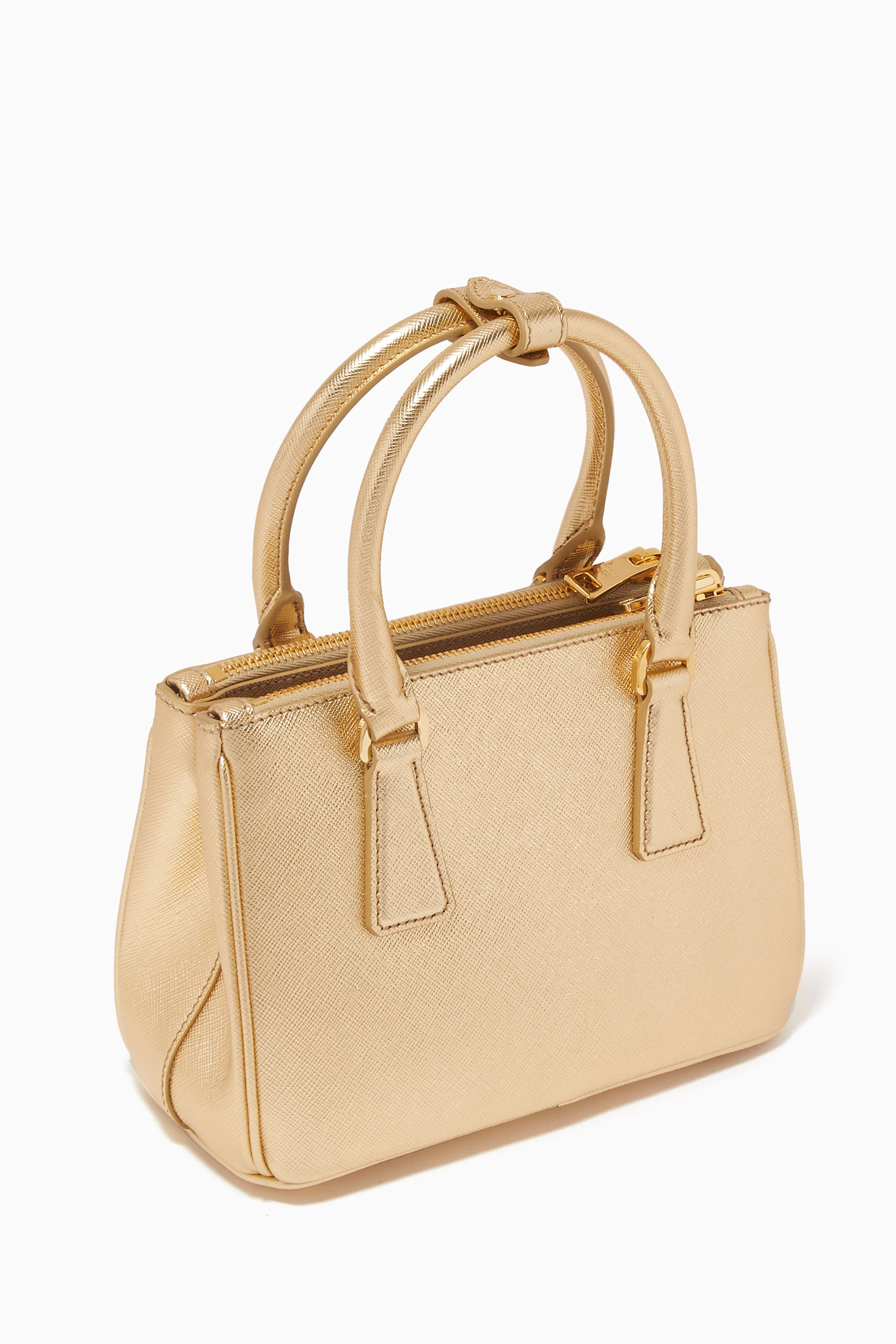 Buy Prada Gold Mini Prada Galleria Bag in Metallic Saffiano Leather For Women Online Ounass Saudi