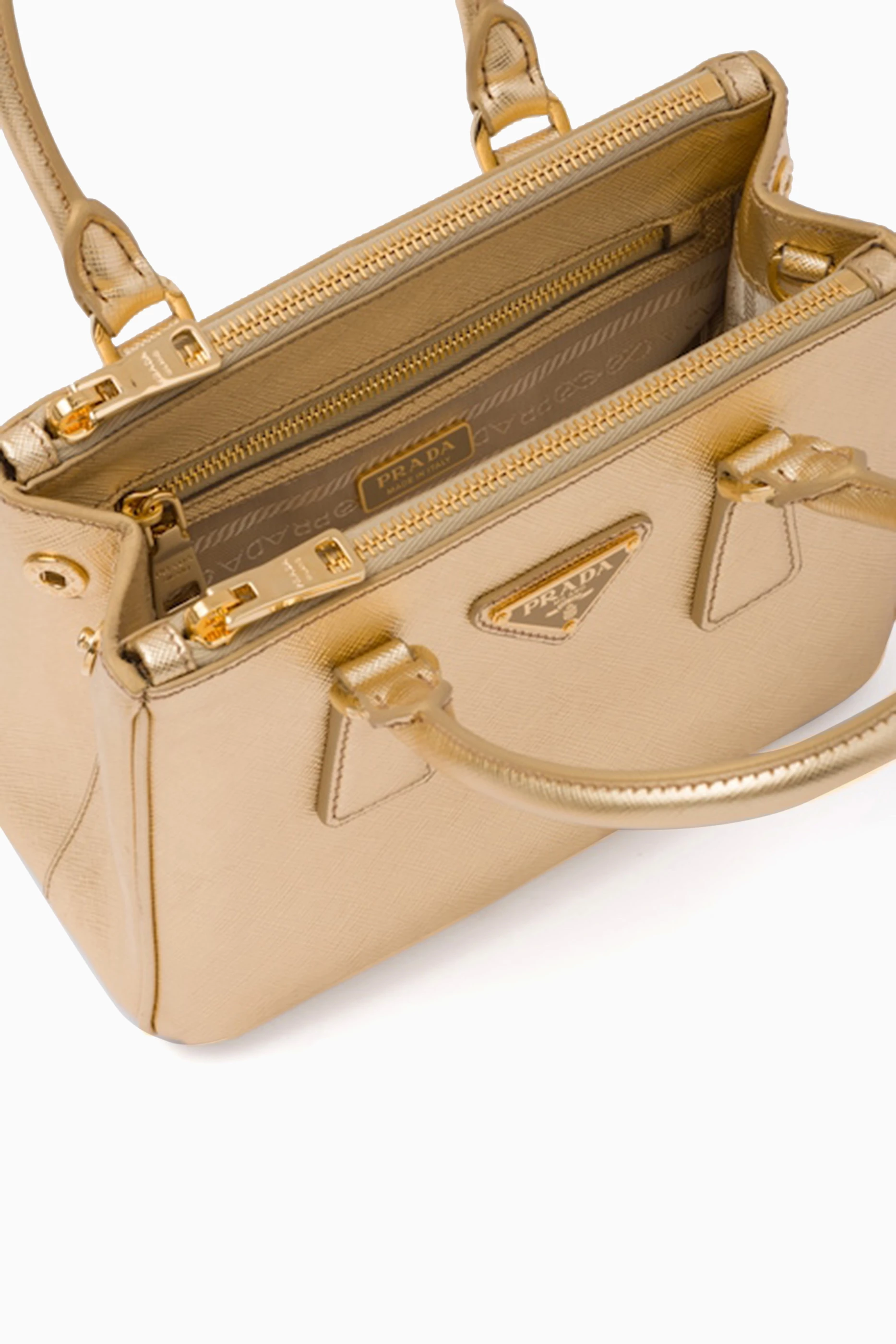 Buy Prada Gold Mini Prada Galleria Bag in Metallic Saffiano Leather For Women Online Ounass Saudi