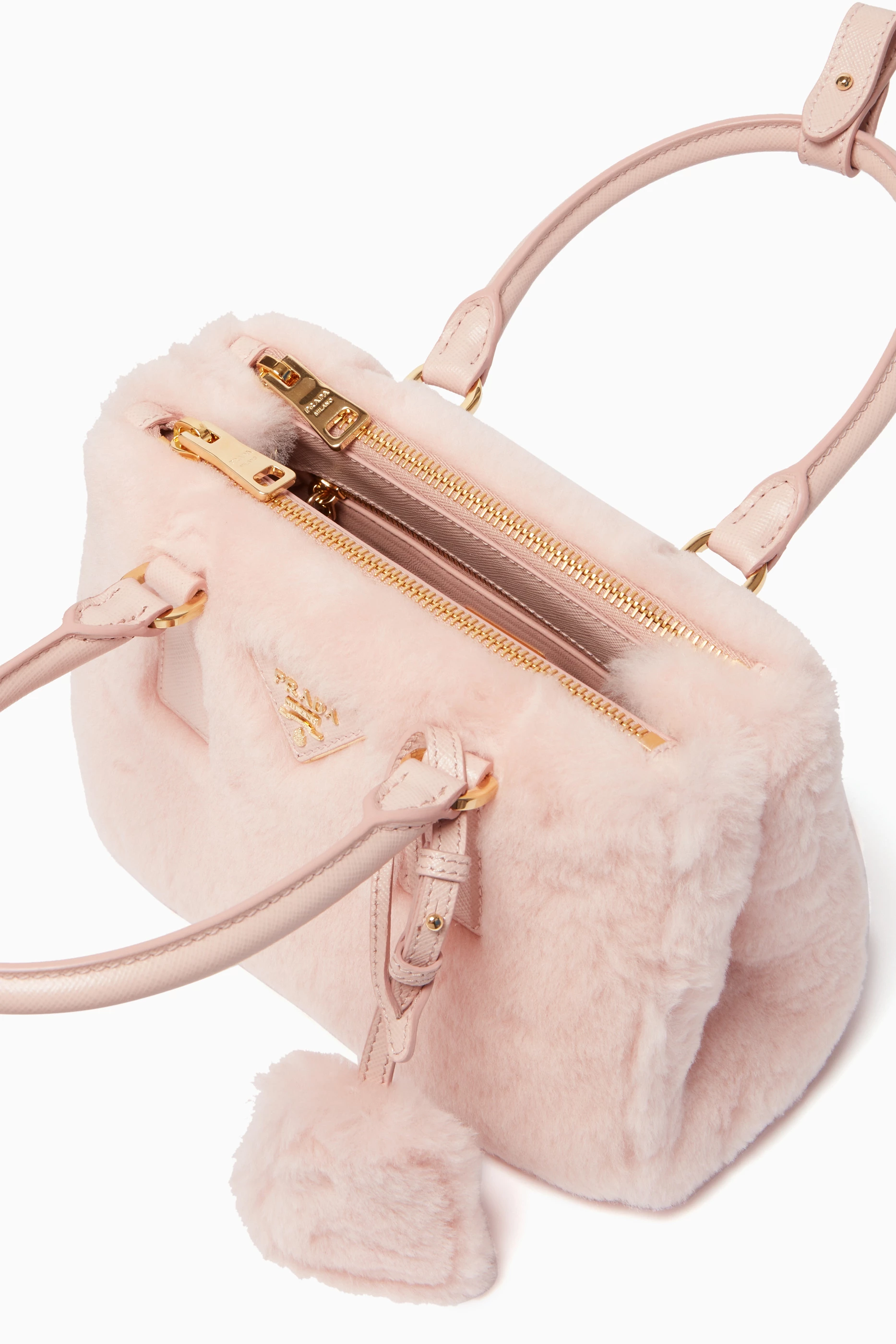Buy Prada Pink Micro Galleria Tote Bag in Faux Fur Leather For Women Online Ounass Saudi